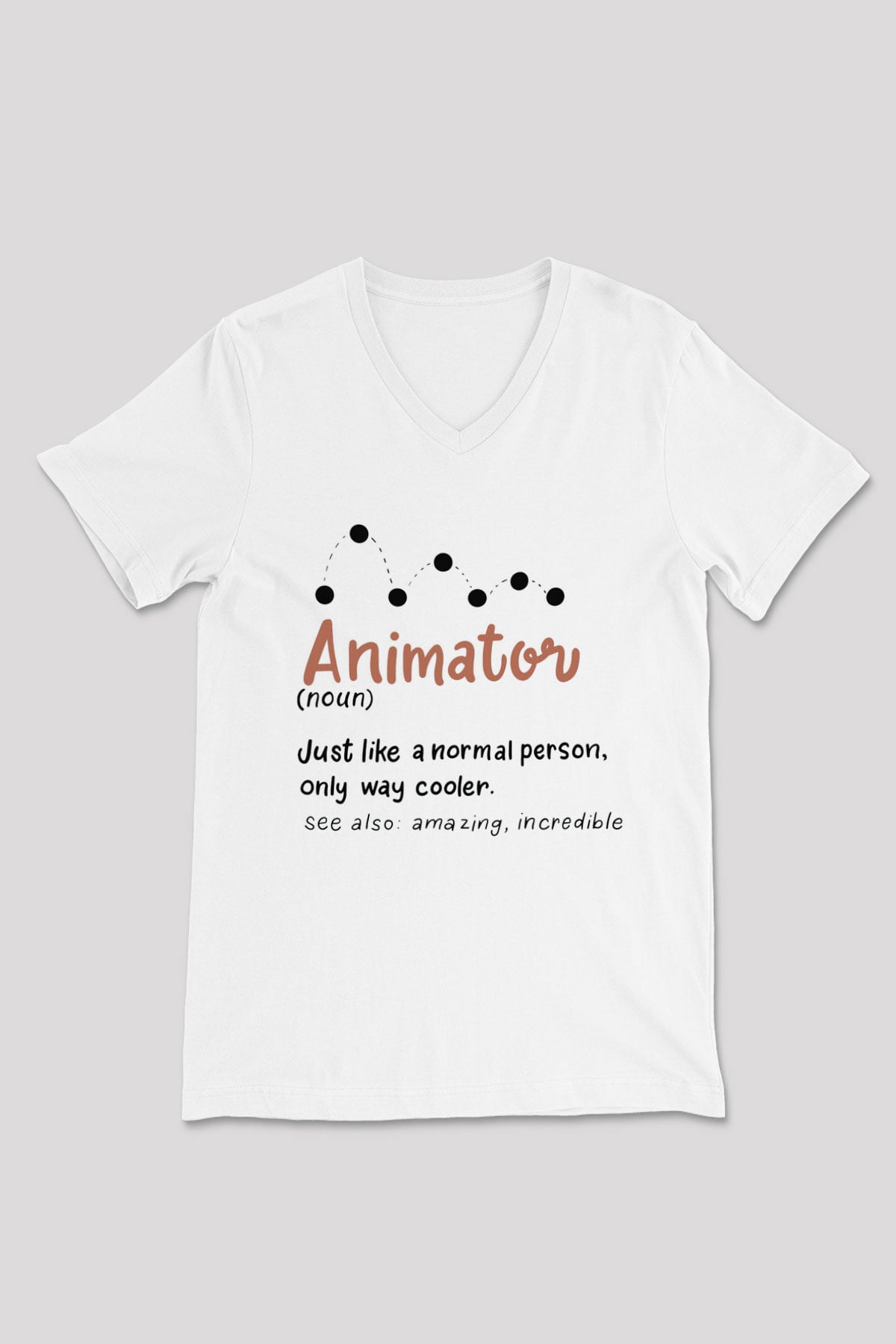 Animatör Beyaz Unisex V Yaka Tişört
