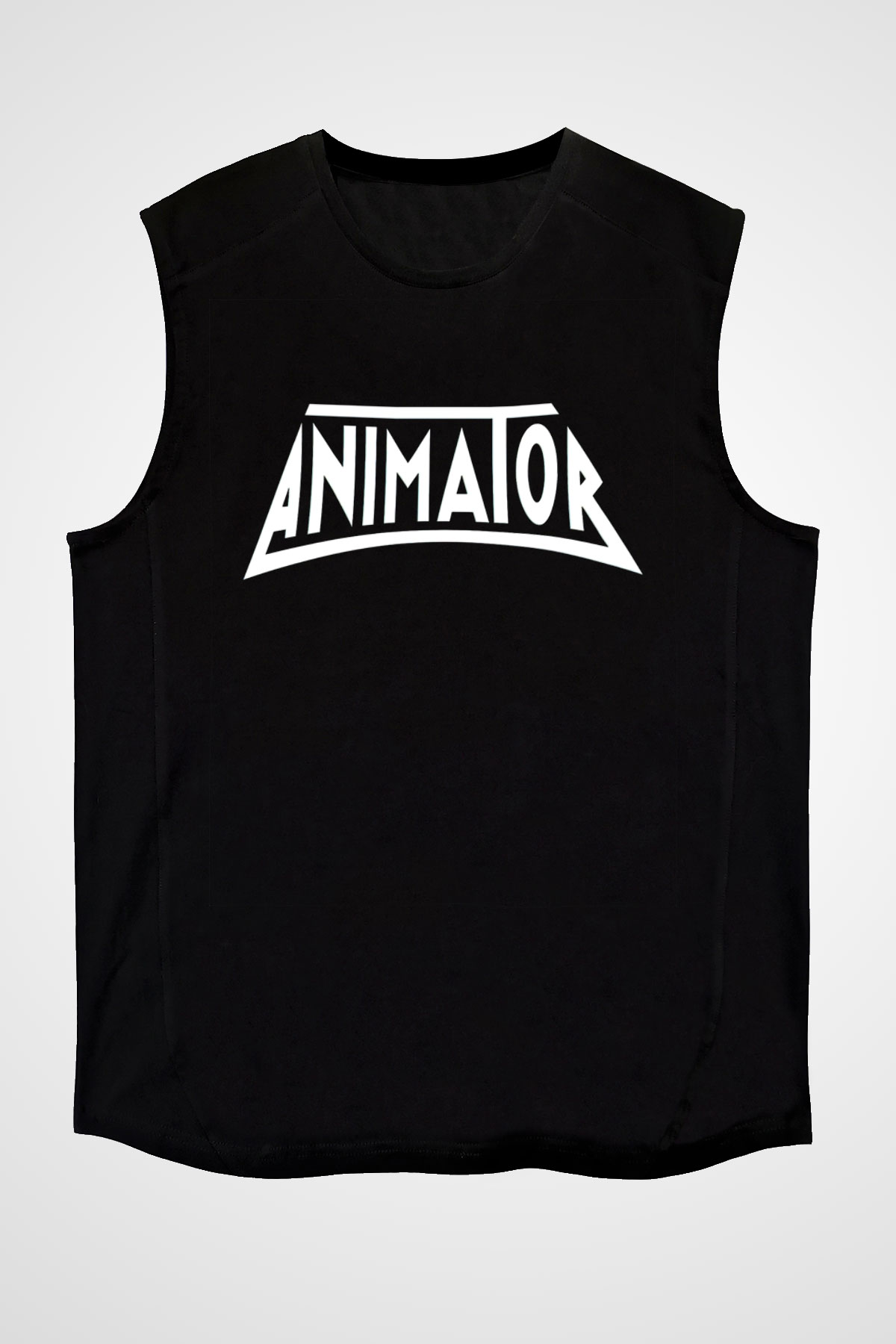 Animatör Siyah Unisex Kolsuz Tişört