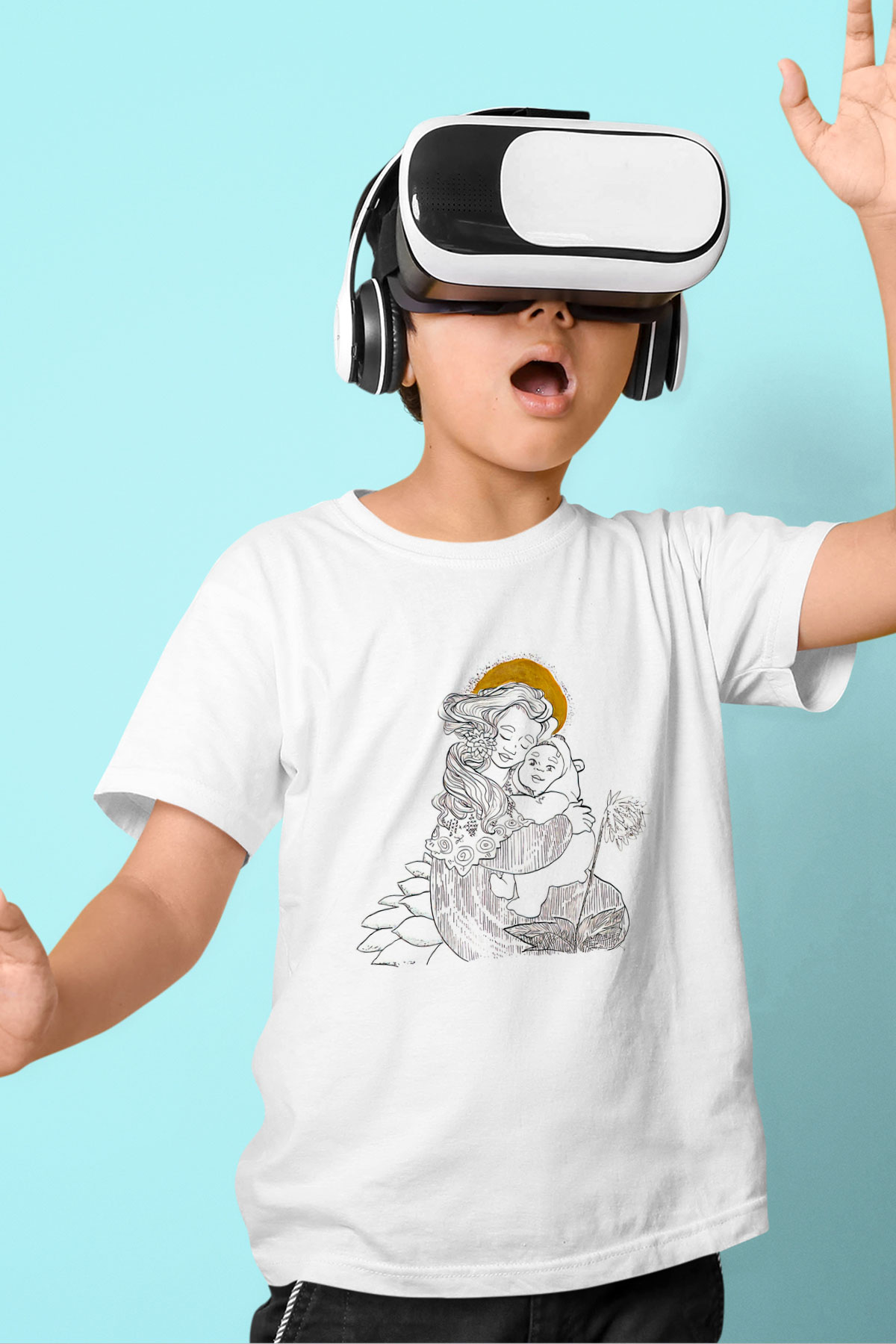Anneler Günü Baskılı Beyaz Unisex Beyaz Çocuk Tişört - Tshirt