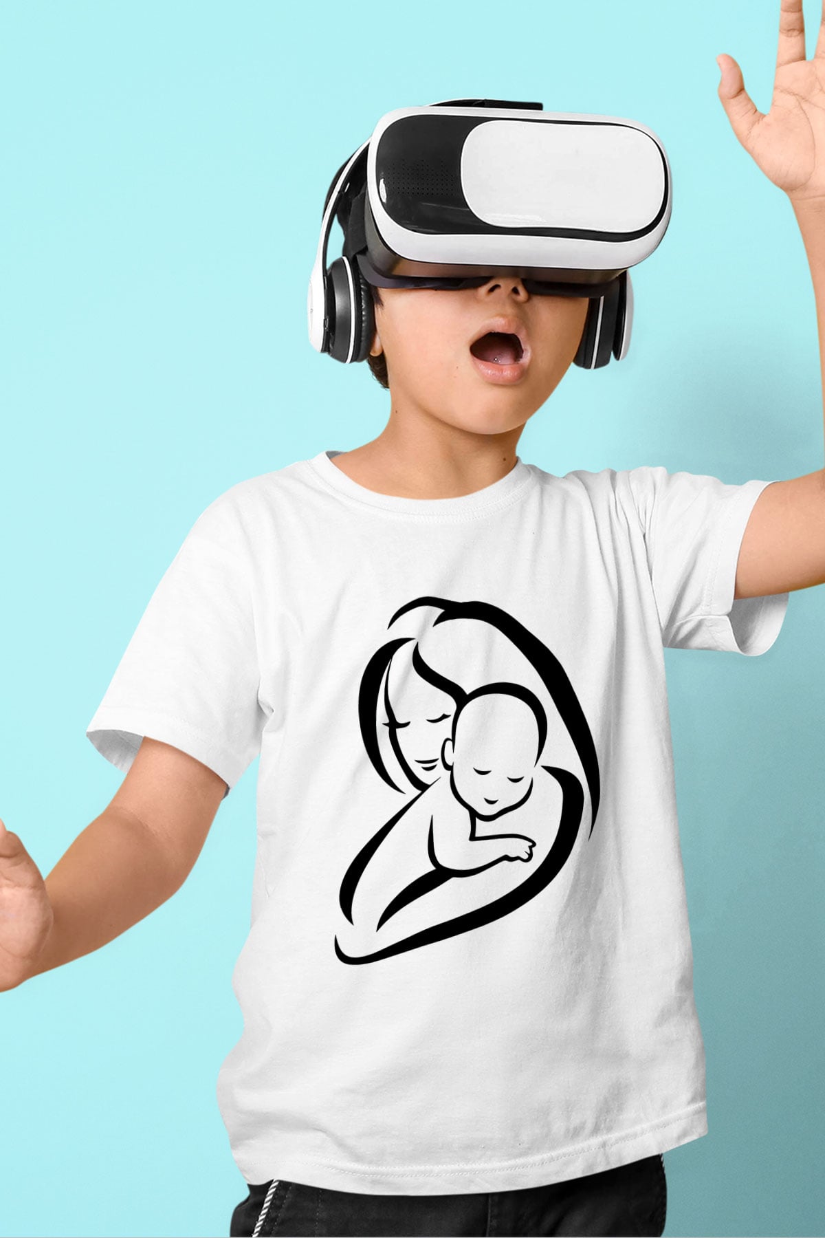 Anneler Günü Baskılı Beyaz Unisex Çocuk Tişört