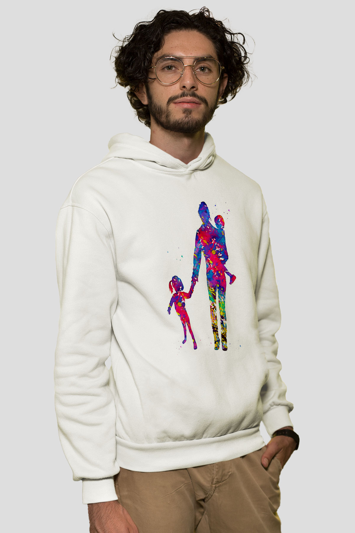 Anneler Günü Baskılı Beyaz Unisex Hoodie