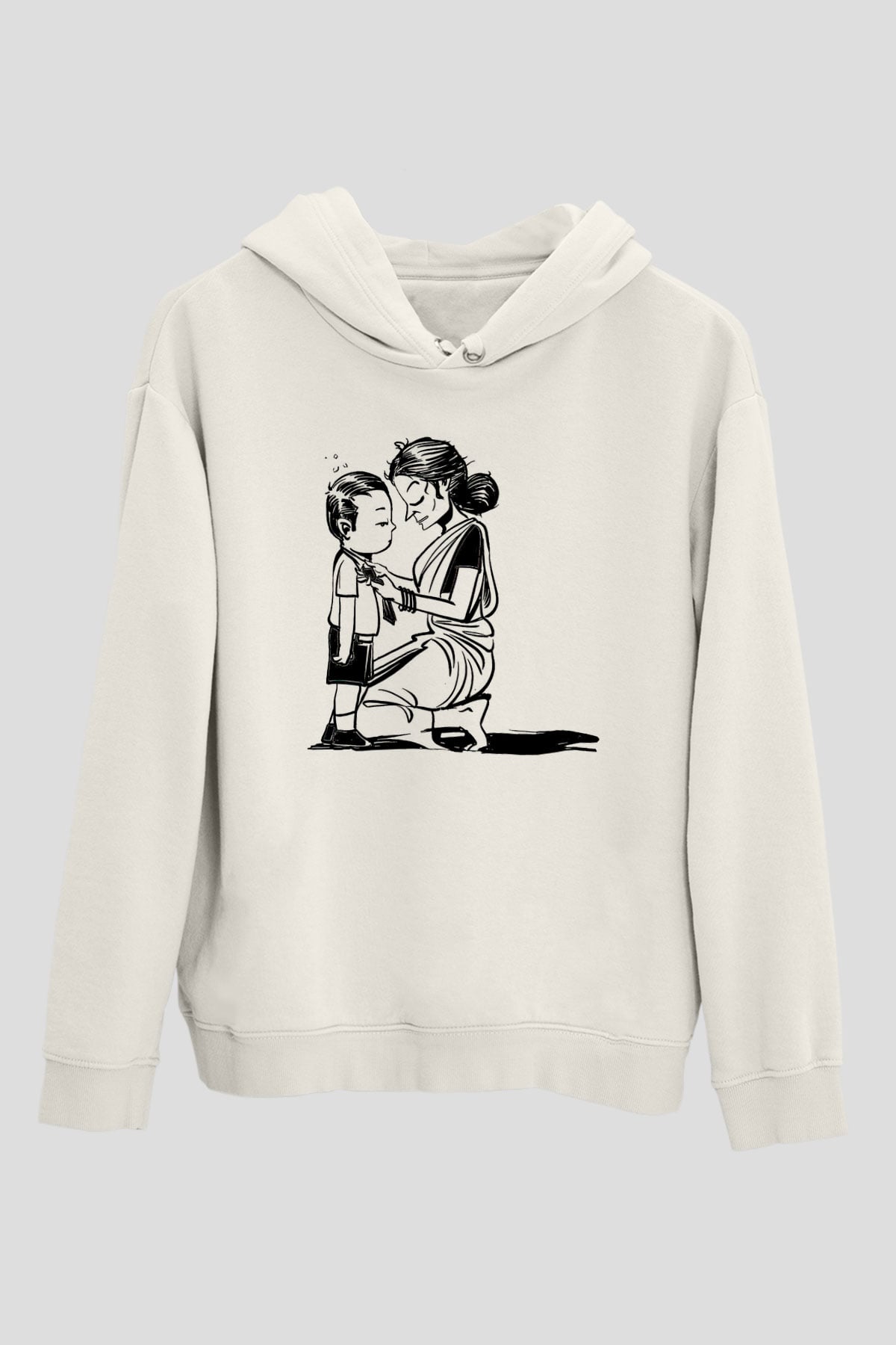 Anneler Günü Baskılı Beyaz Unisex Hoodie