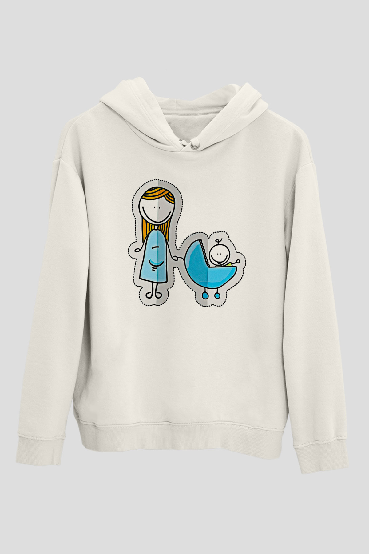 Anneler Günü Baskılı Beyaz Unisex Hoodie