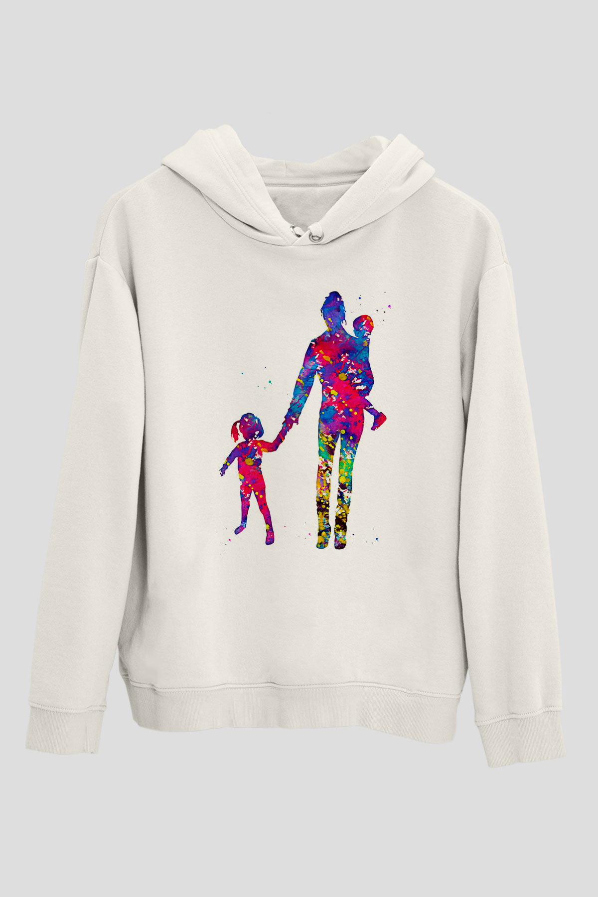 Anneler Günü Baskılı Beyaz Unisex Hoodie