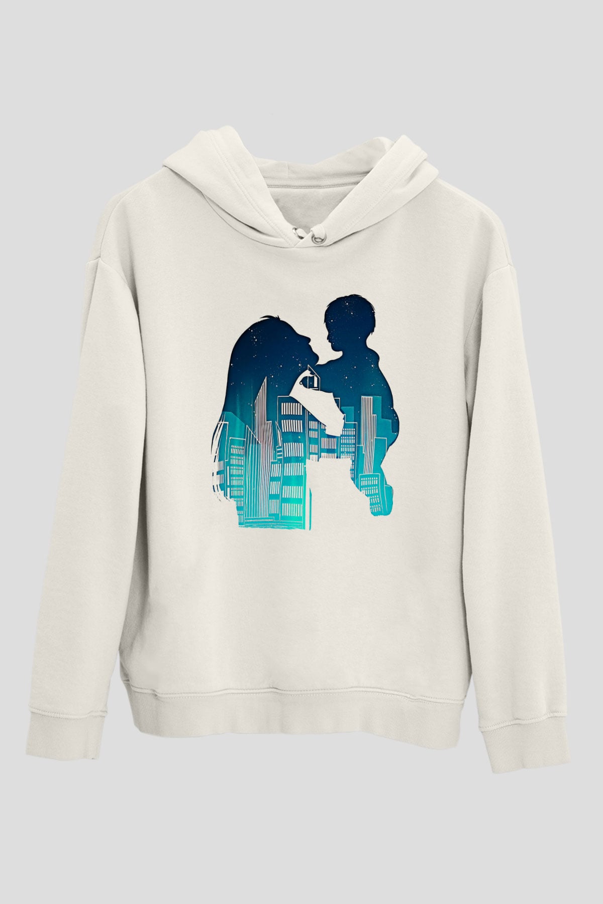 Anneler Günü Baskılı Beyaz Unisex Hoodie