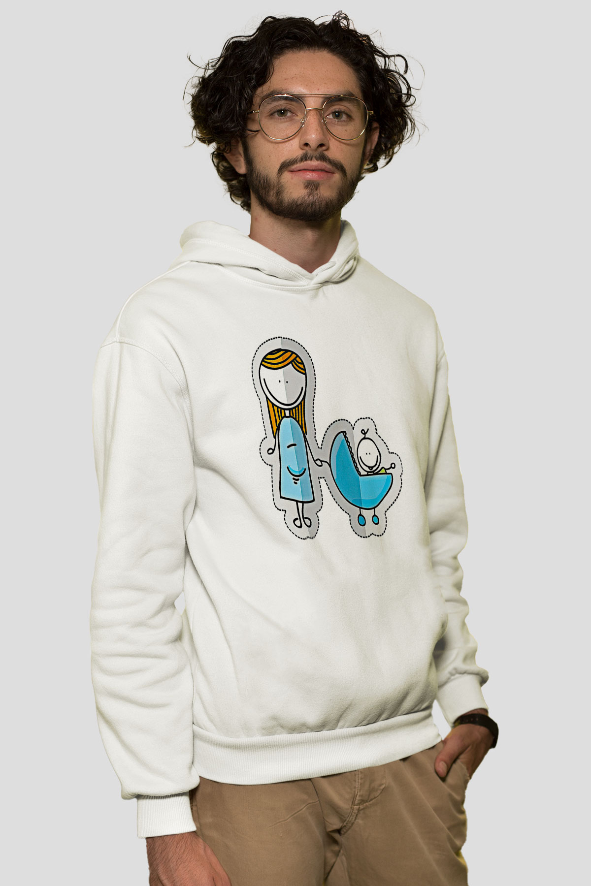 Anneler Günü Baskılı Beyaz Unisex Hoodie