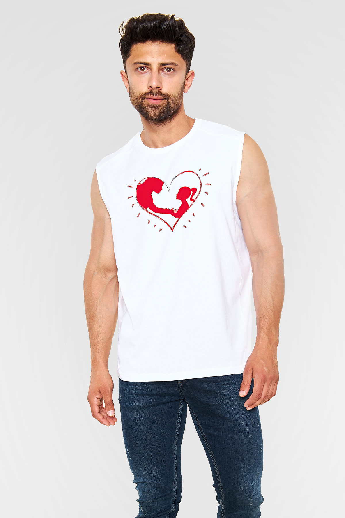 Anneler Günü Baskılı Beyaz Unisex Kolsuz Tişört - Tshirt