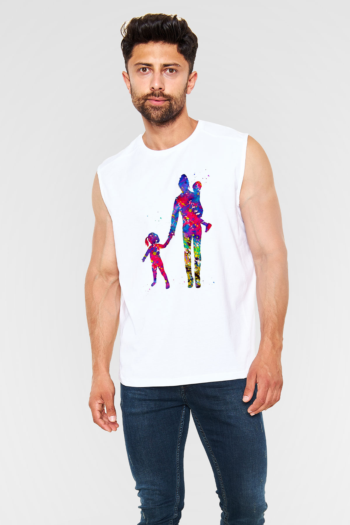 Anneler Günü Baskılı Beyaz Unisex Kolsuz Tişört - Tshirt
