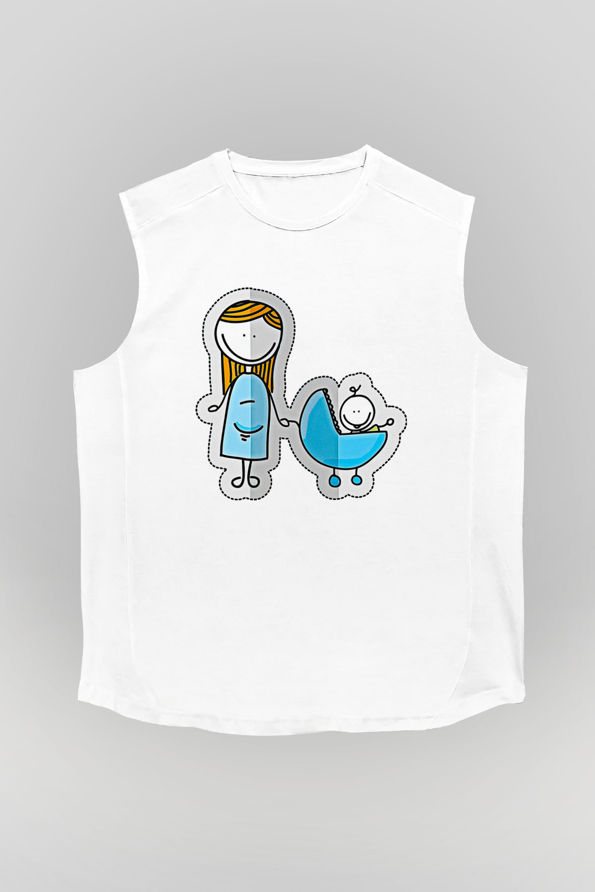 Anneler Günü Baskılı Beyaz Unisex Kolsuz Tişört - Tshirt
