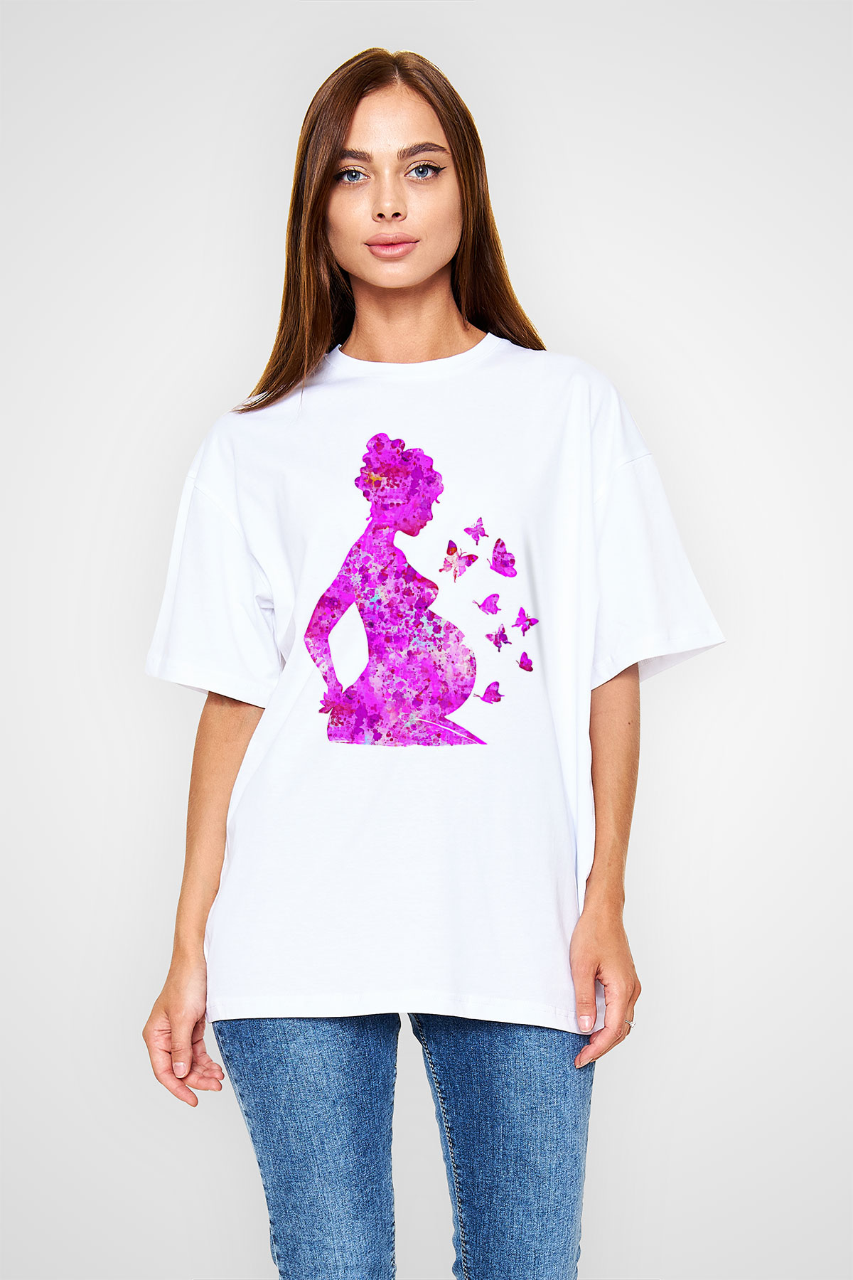 Anneler Günü Baskılı Beyaz Unisex Oversize Tişört - Tshirt