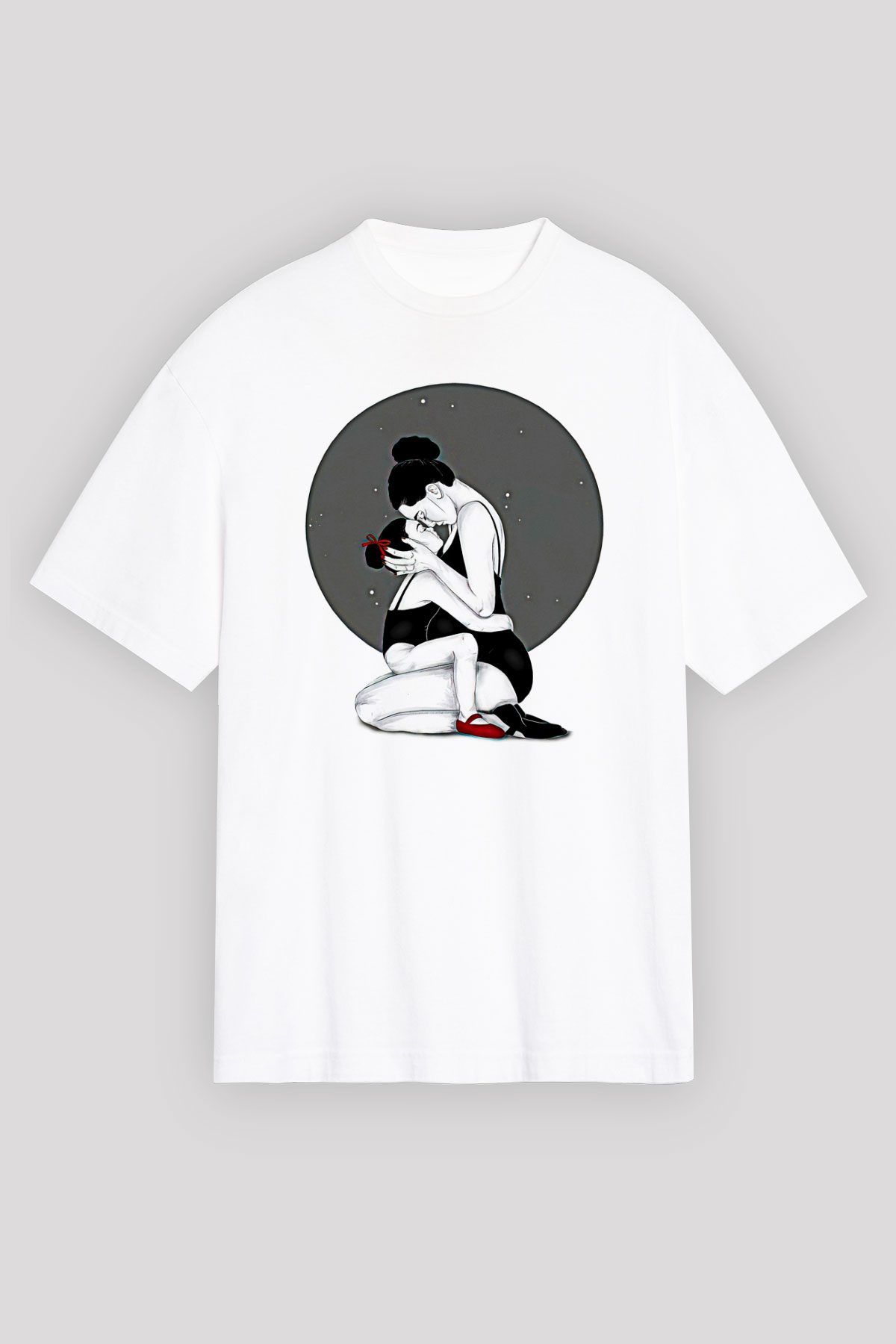 Anneler Günü Baskılı Beyaz Unisex Oversize Tişört - Tshirt
