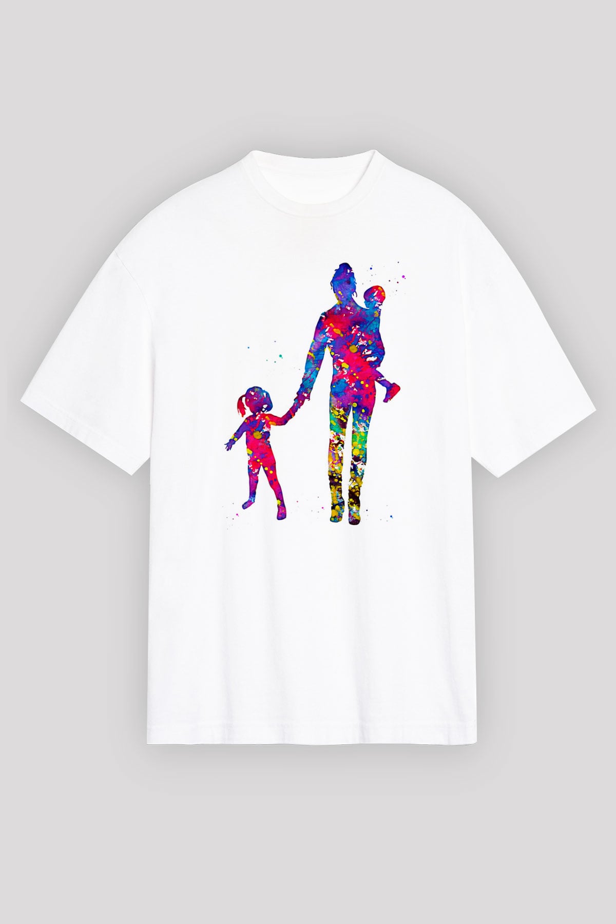 Anneler Günü Baskılı Beyaz Unisex Oversize Tişört - Tshirt