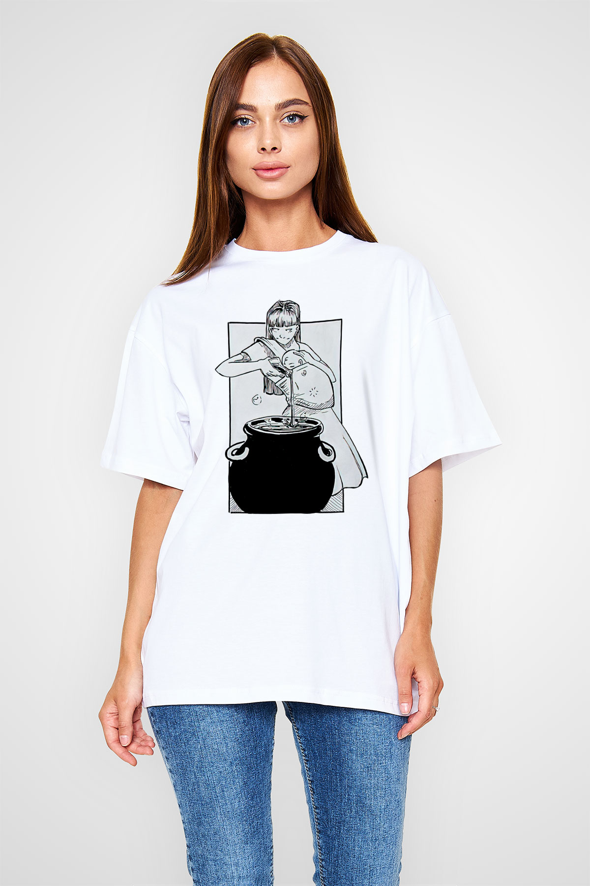 Anneler Günü Baskılı Beyaz Unisex Oversize Tişört - Tshirt