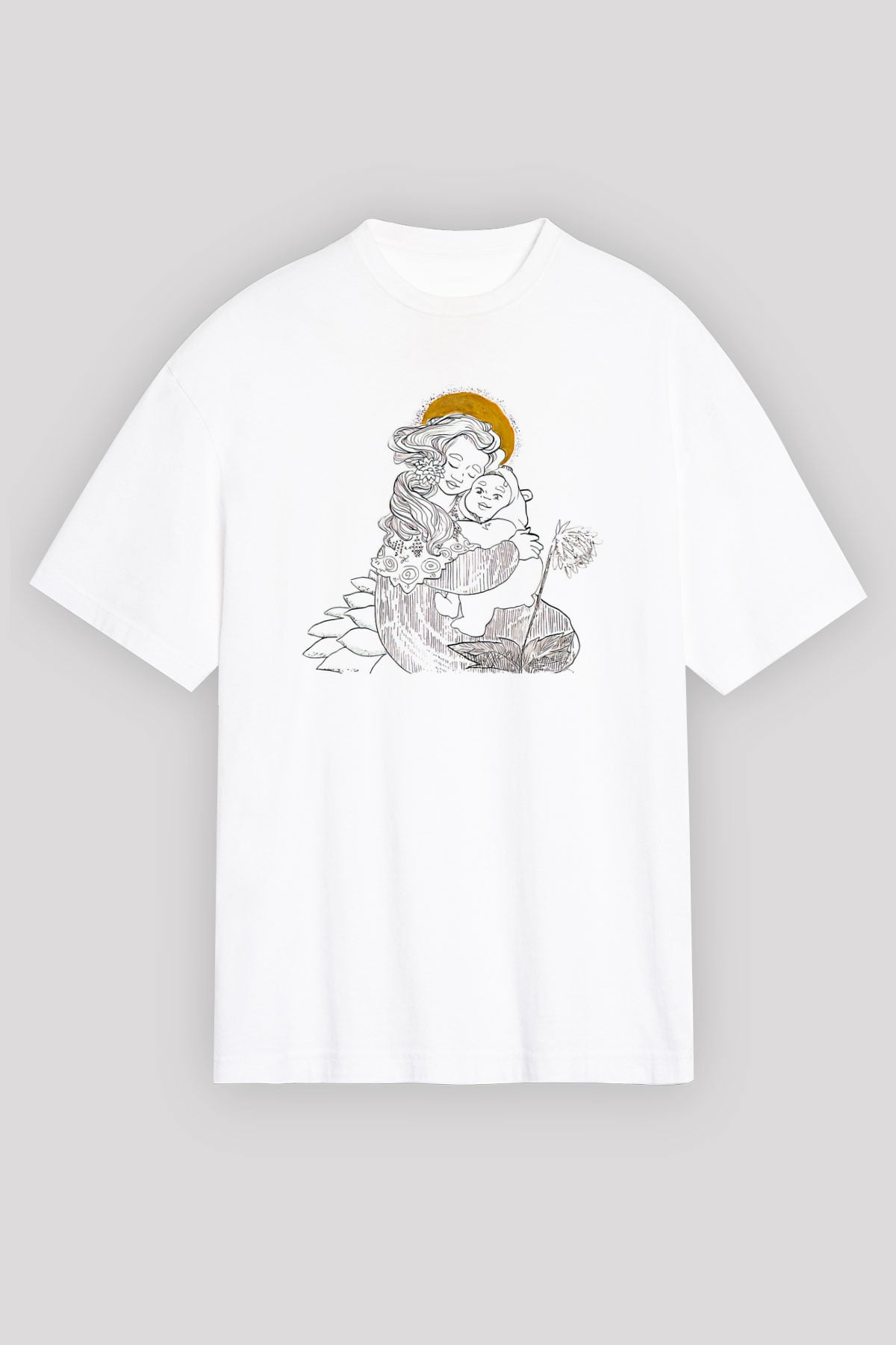 Anneler Günü Baskılı Beyaz Unisex Oversize Tişört - Tshirt