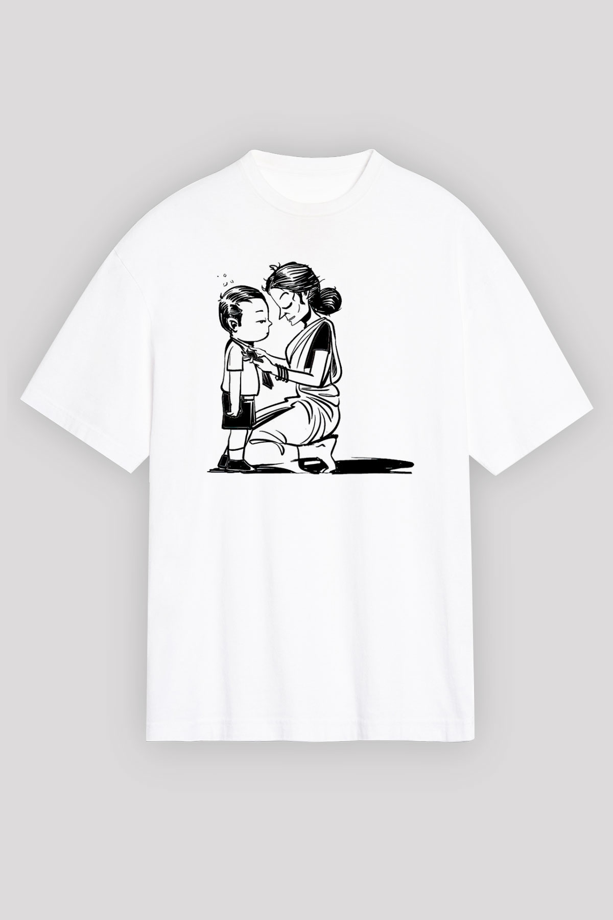 Anneler Günü Baskılı Beyaz Unisex Oversize Tişört - Tshirt