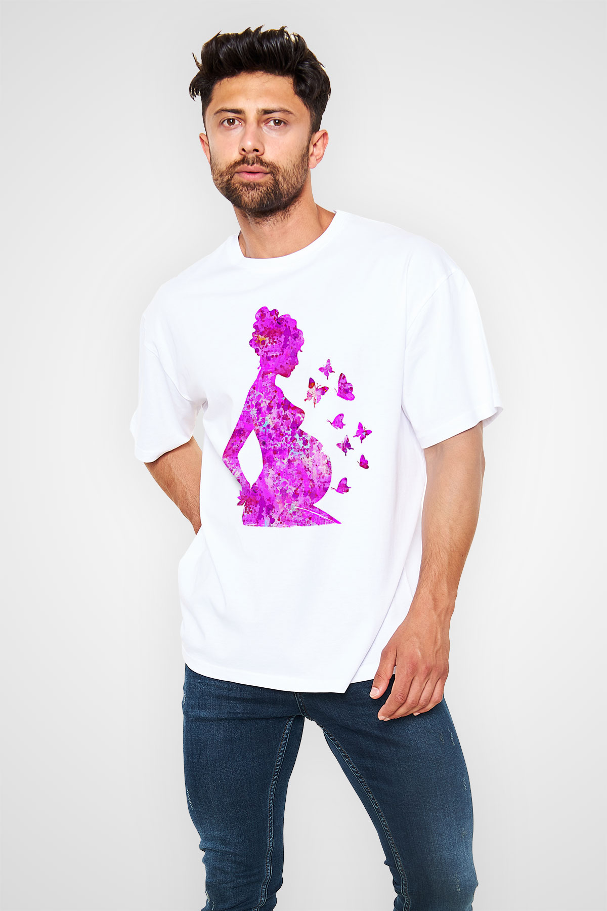 Anneler Günü Baskılı Beyaz Unisex Oversize Tişört - Tshirt