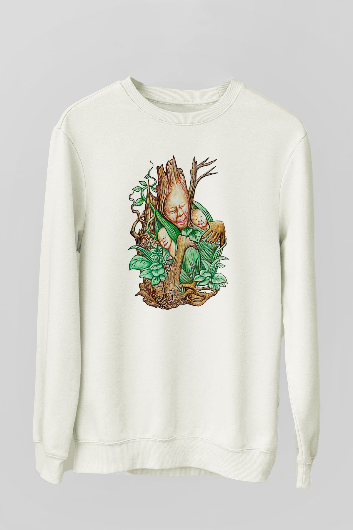 Anneler Günü Baskılı Beyaz Unisex Sweatshirt