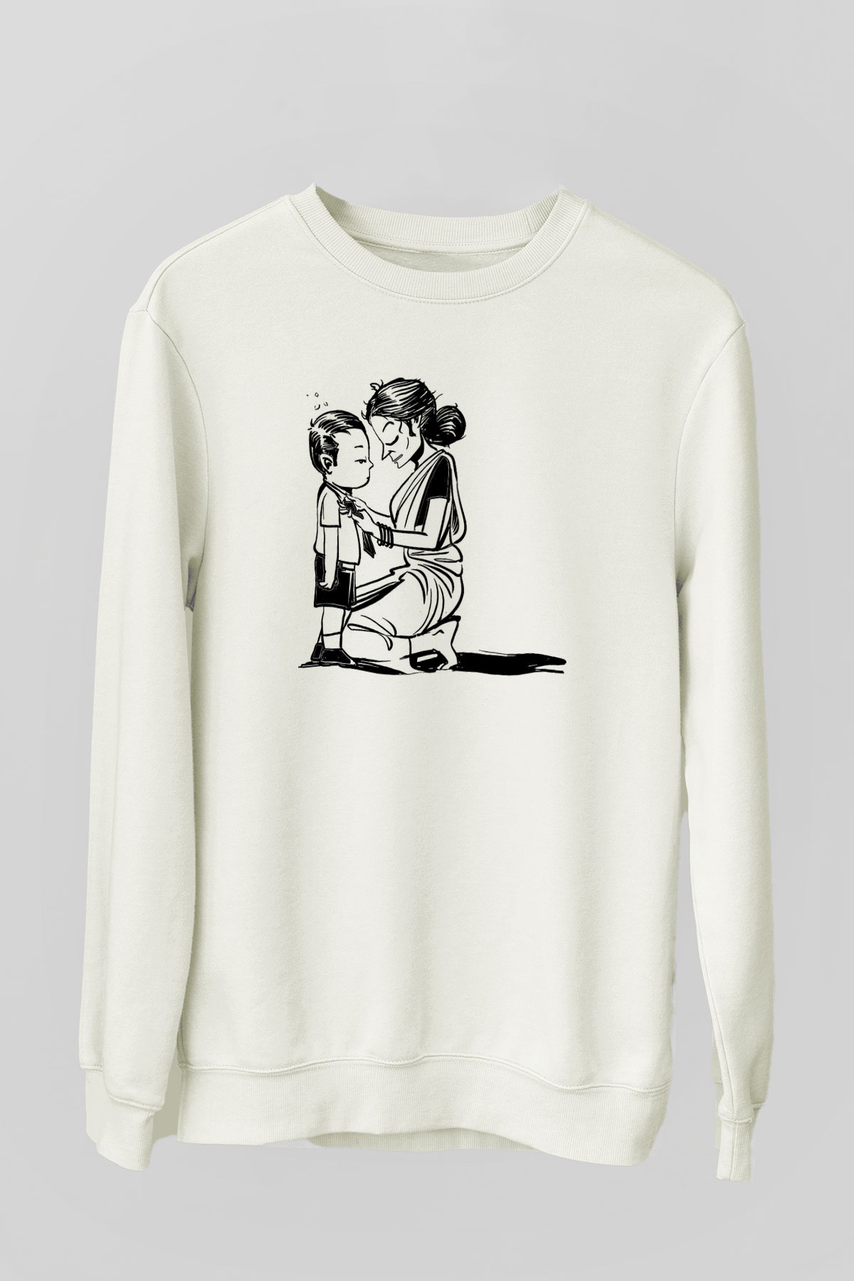 Anneler Günü Baskılı Beyaz Unisex Sweatshirt