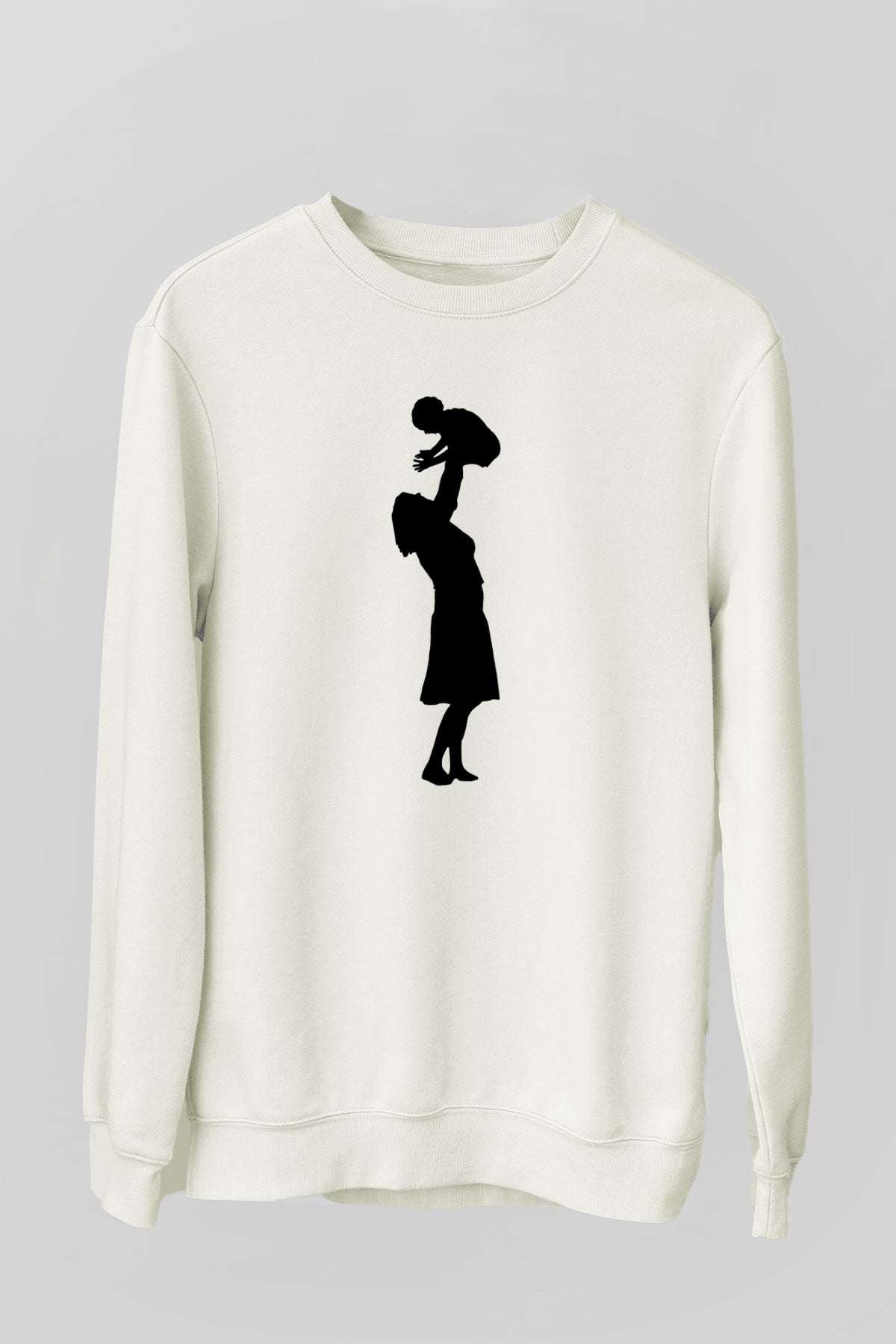 Anneler Günü Baskılı Beyaz Unisex Sweatshirt