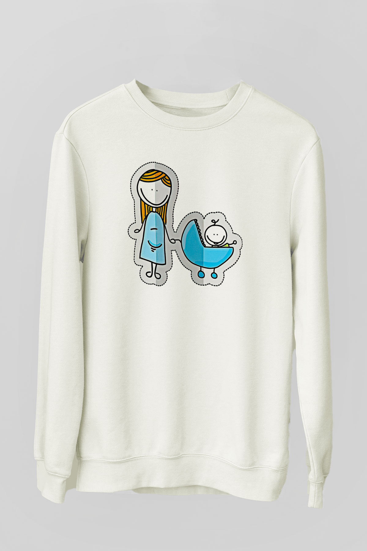 Anneler Günü Baskılı Beyaz Unisex Sweatshirt