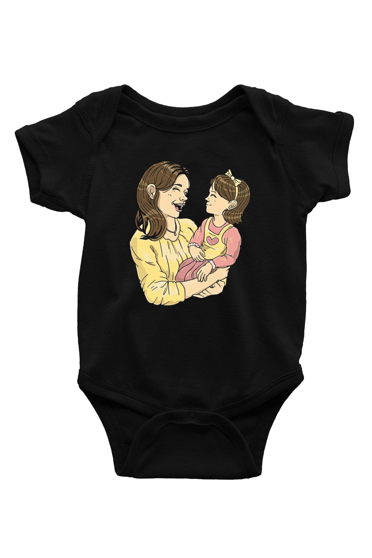 Anneler Günü Baskılı Unisex Siyah Bebek Body - Zıbın