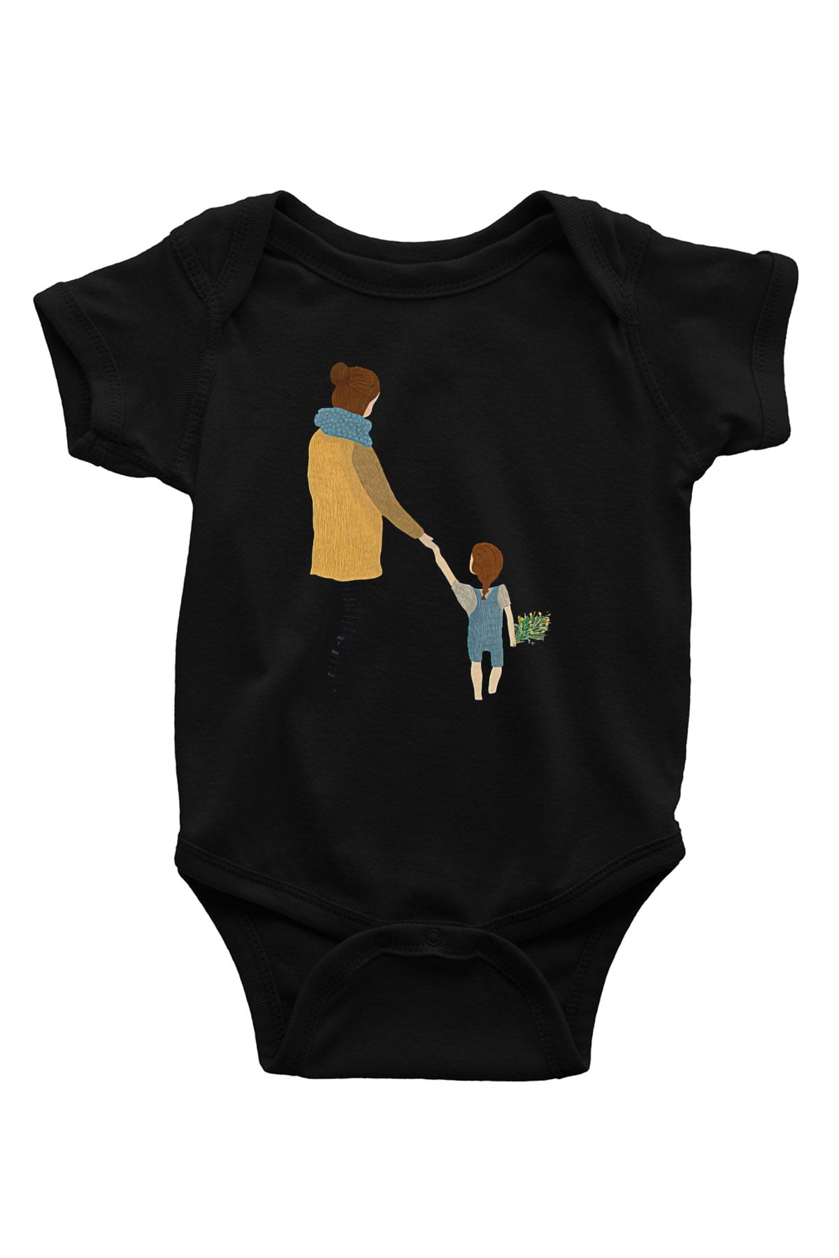 Anneler Günü Baskılı Unisex Siyah Bebek Body - Zıbın