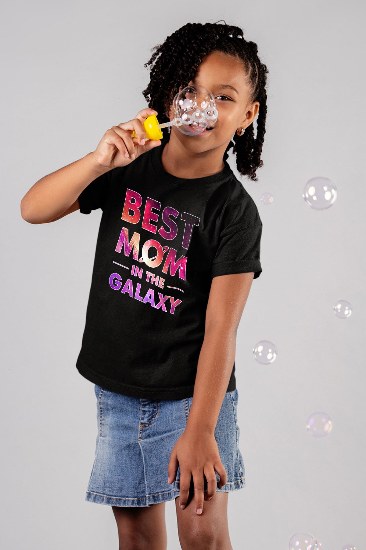 Anneler Günü Baskılı Unisex Siyah Çocuk Tişört - Tshirt