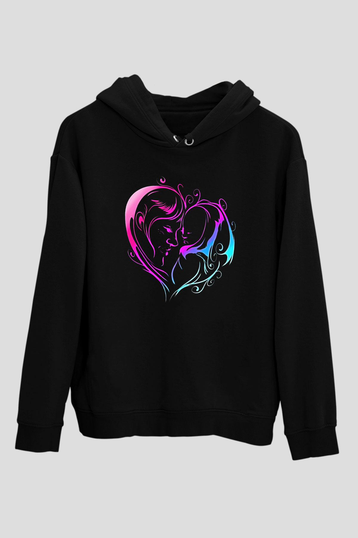 Anneler Günü Baskılı Unisex Siyah Hoodie
