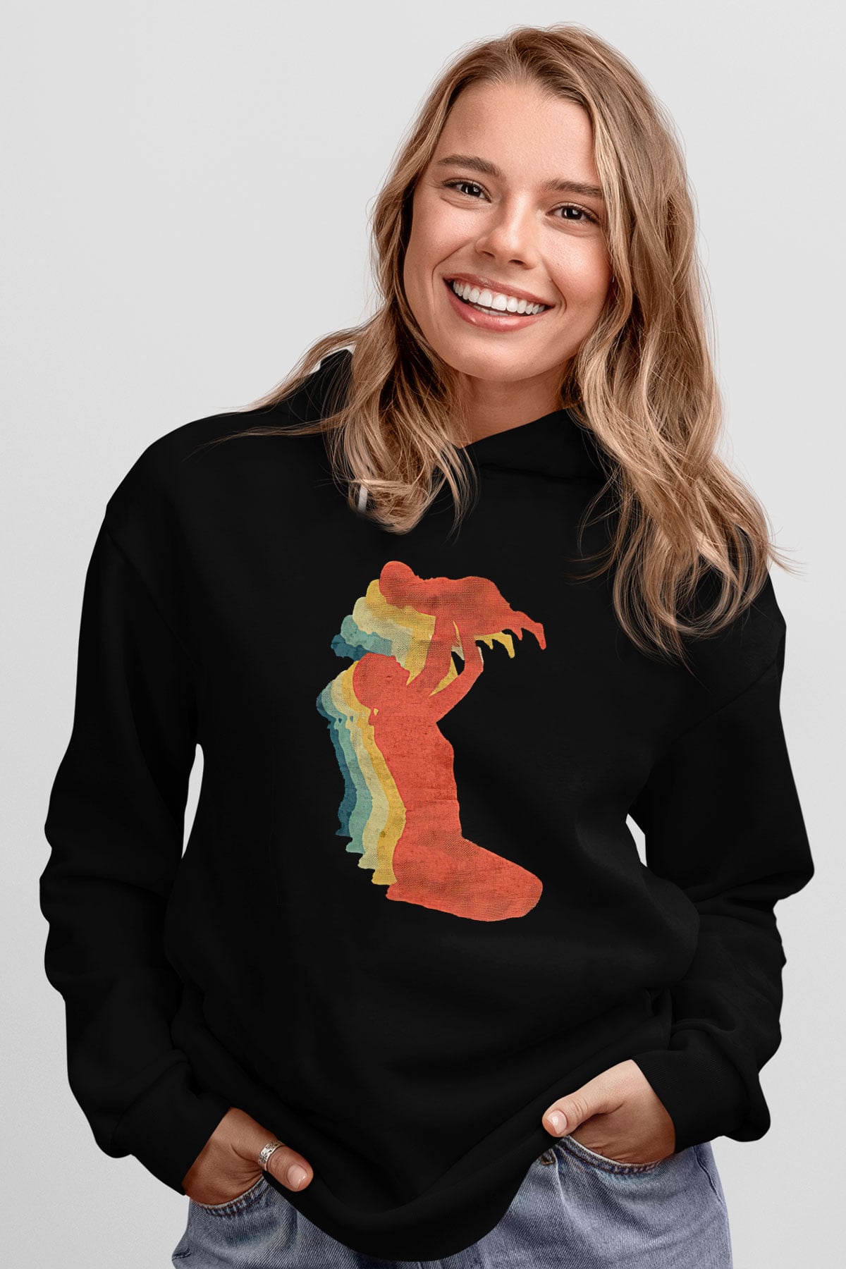 Anneler Günü Baskılı Unisex Siyah Hoodie