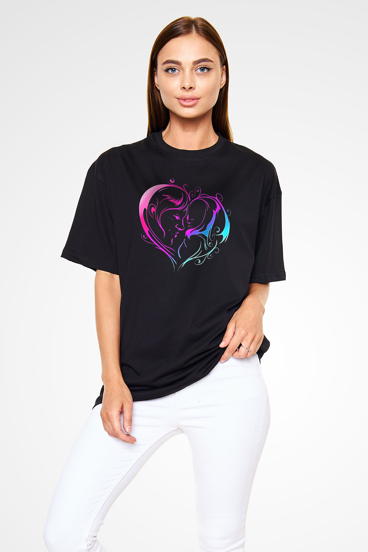 Anneler Günü Baskılı Unisex Siyah Oversize Tişört - Tshirt