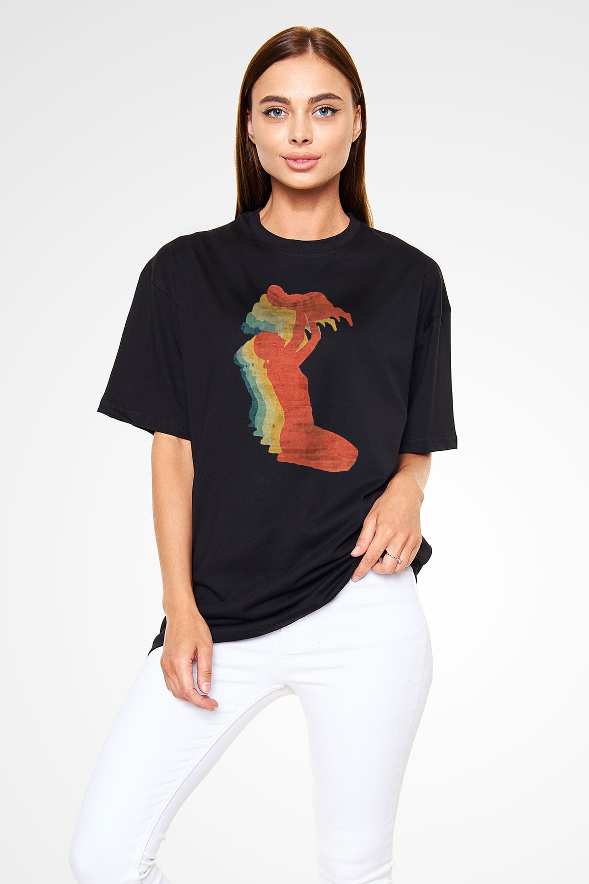 Anneler Günü Baskılı Unisex Siyah Oversize Tişört - Tshirt