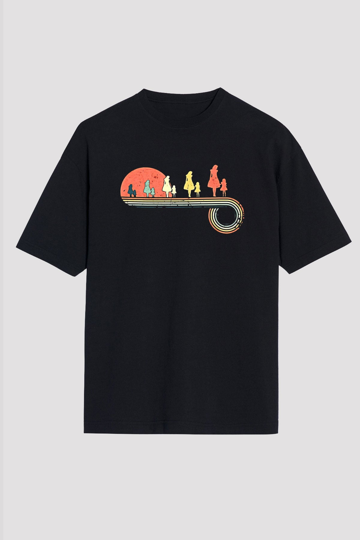 Anneler Günü Baskılı Unisex Siyah Oversize Tişört - Tshirt