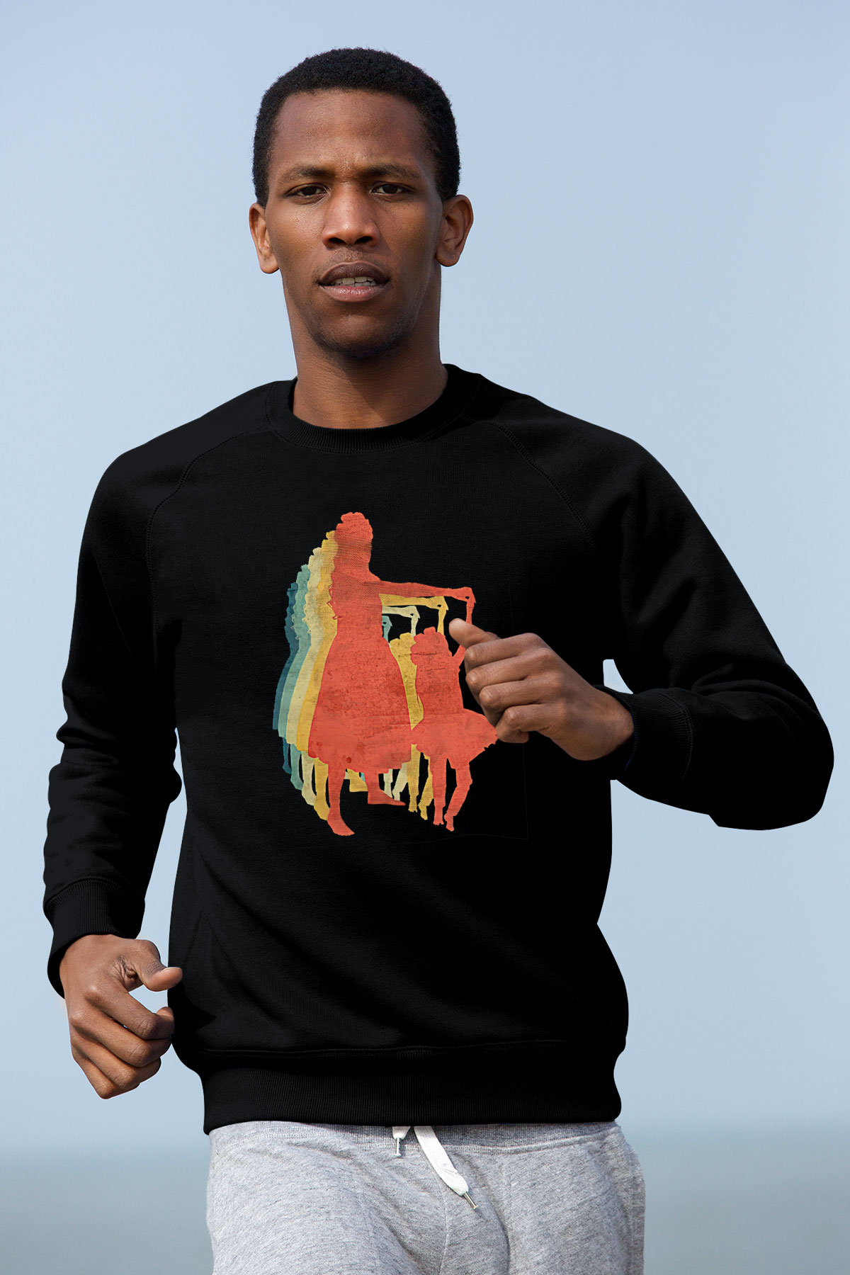 Anneler Günü Baskılı Unisex Siyah Sweatshirt