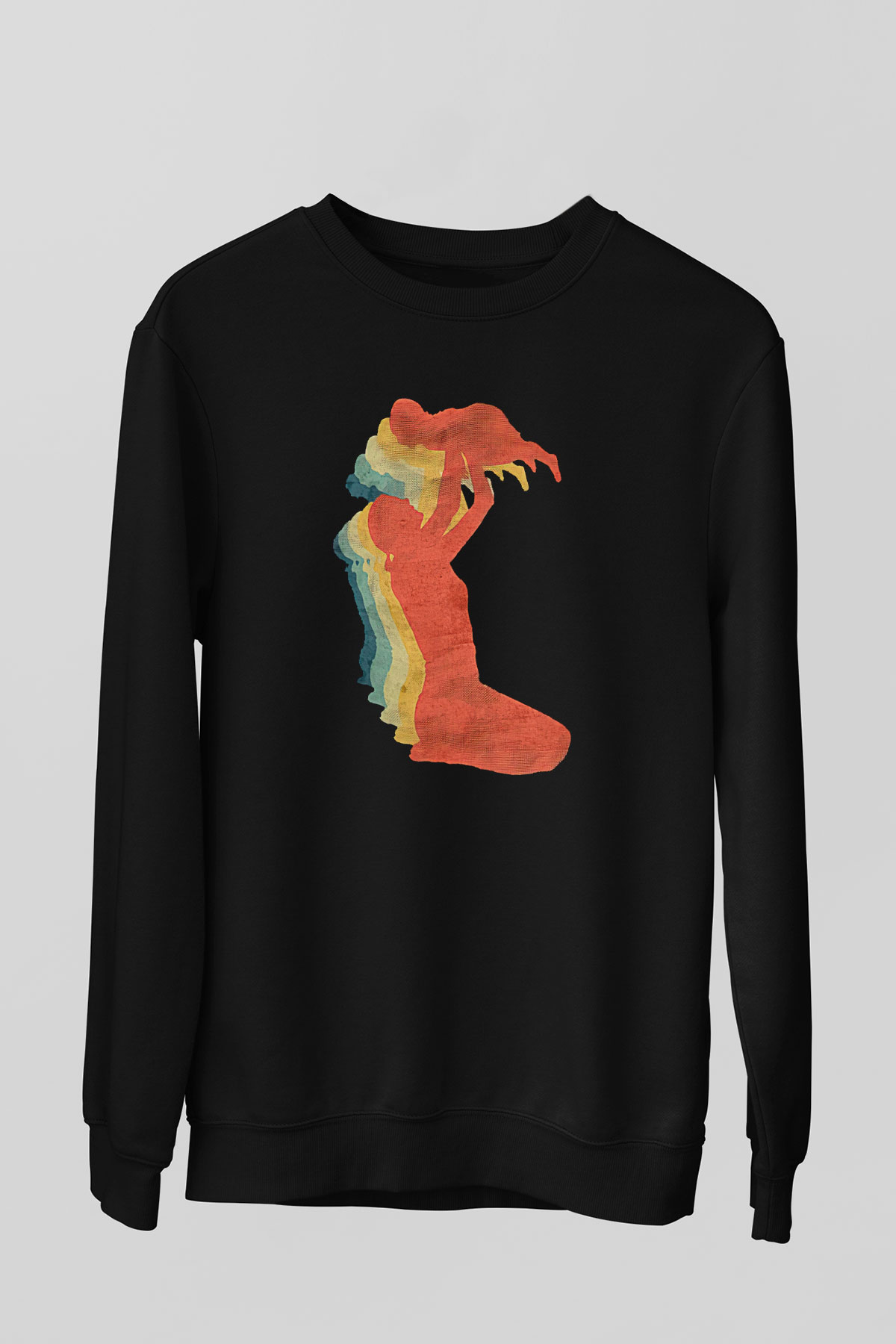 Anneler Günü Baskılı Unisex Siyah Sweatshirt