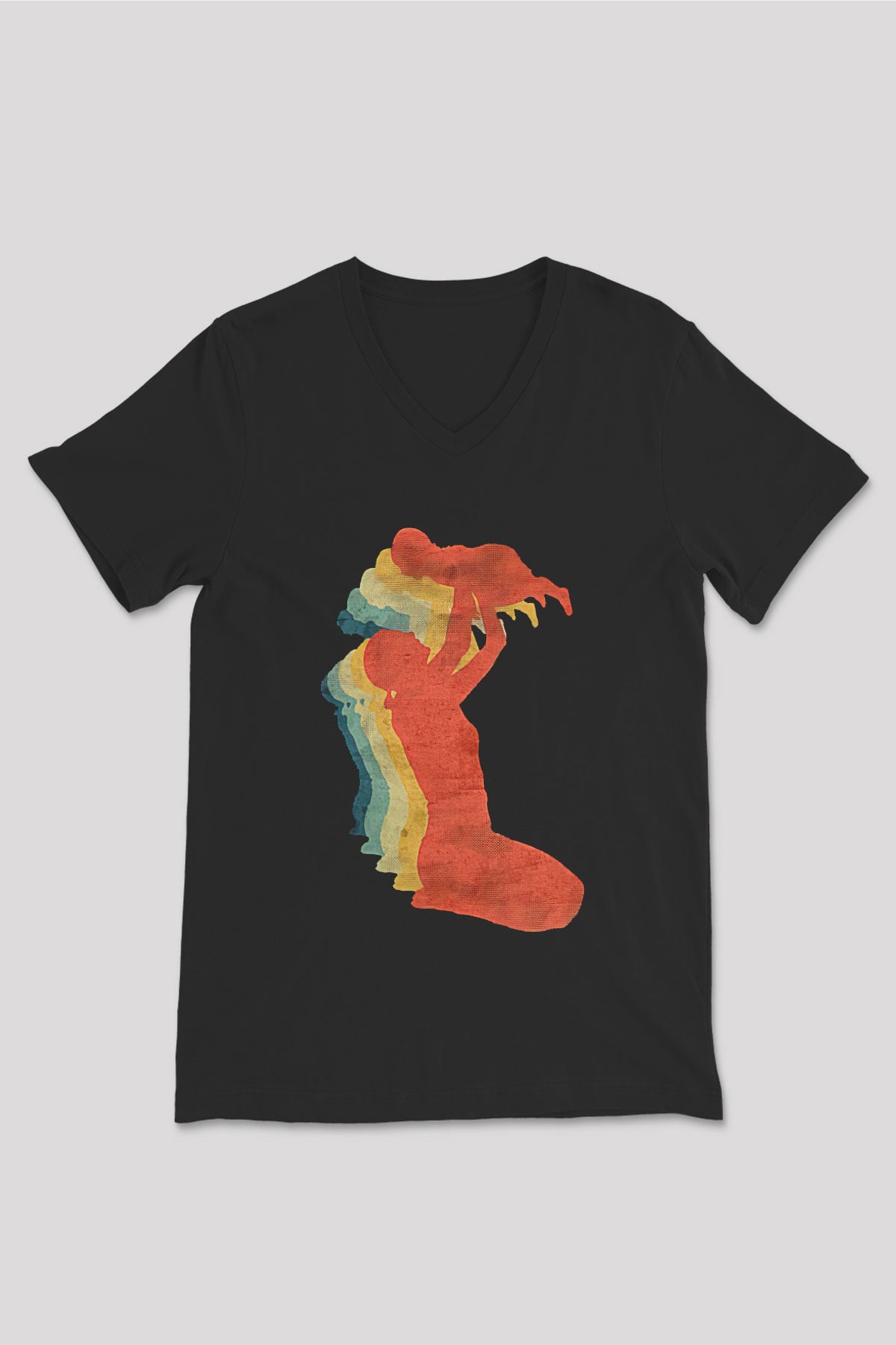 Anneler Günü Baskılı Unisex Siyah V Yaka Tişört - Tshirt