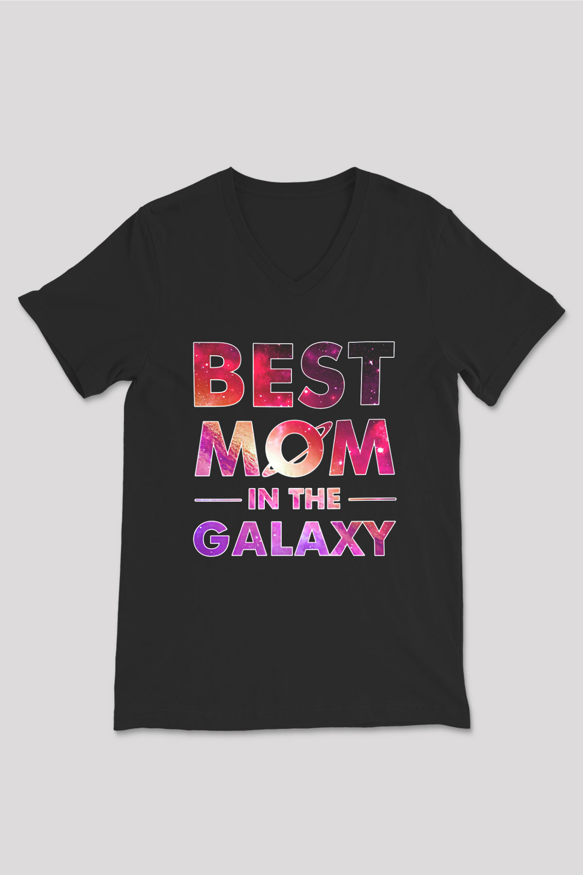 Anneler Günü Baskılı Unisex Siyah V Yaka Tişört - Tshirt