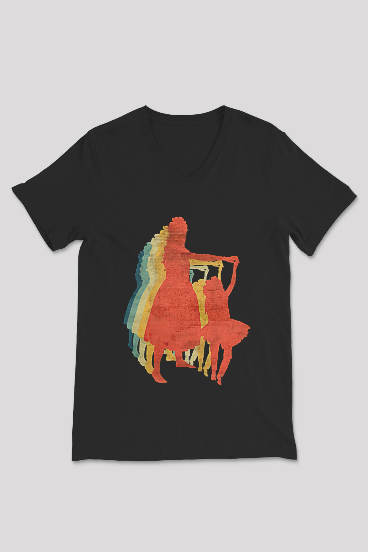 Anneler Günü Baskılı Unisex Siyah V Yaka Tişört - Tshirt