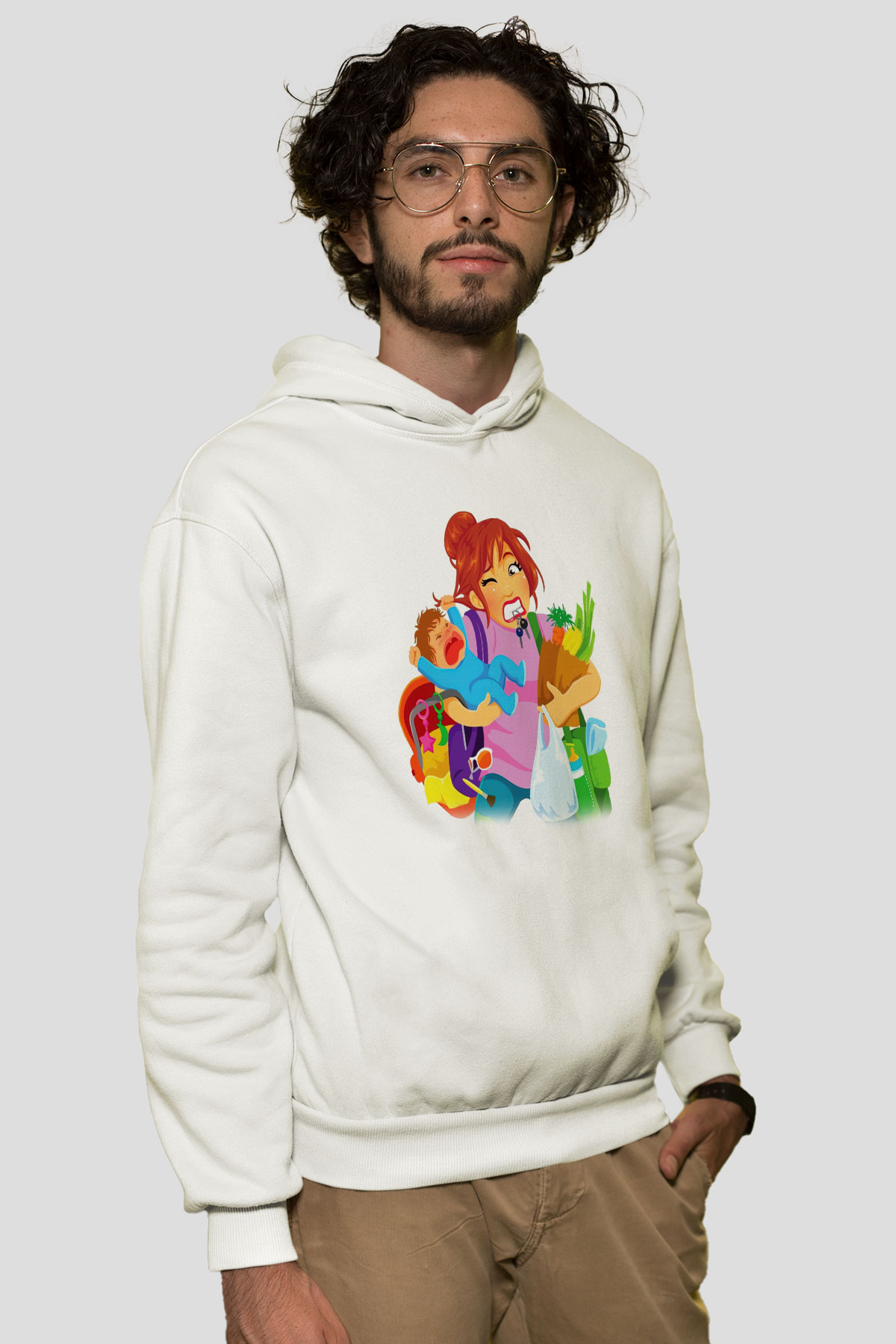 Anneler Günü Beyaz Unisex Kapşonlu Sweatshirt