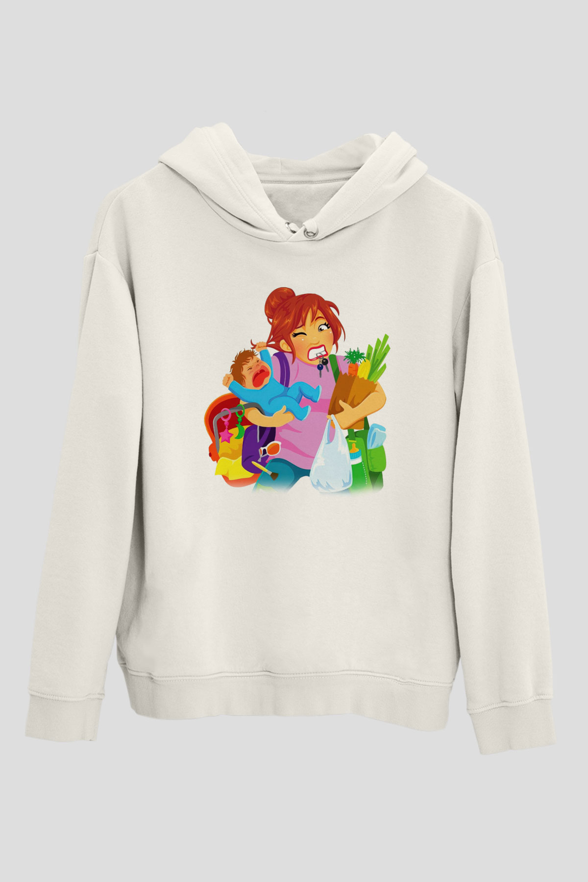 Anneler Günü Beyaz Unisex Kapşonlu Sweatshirt