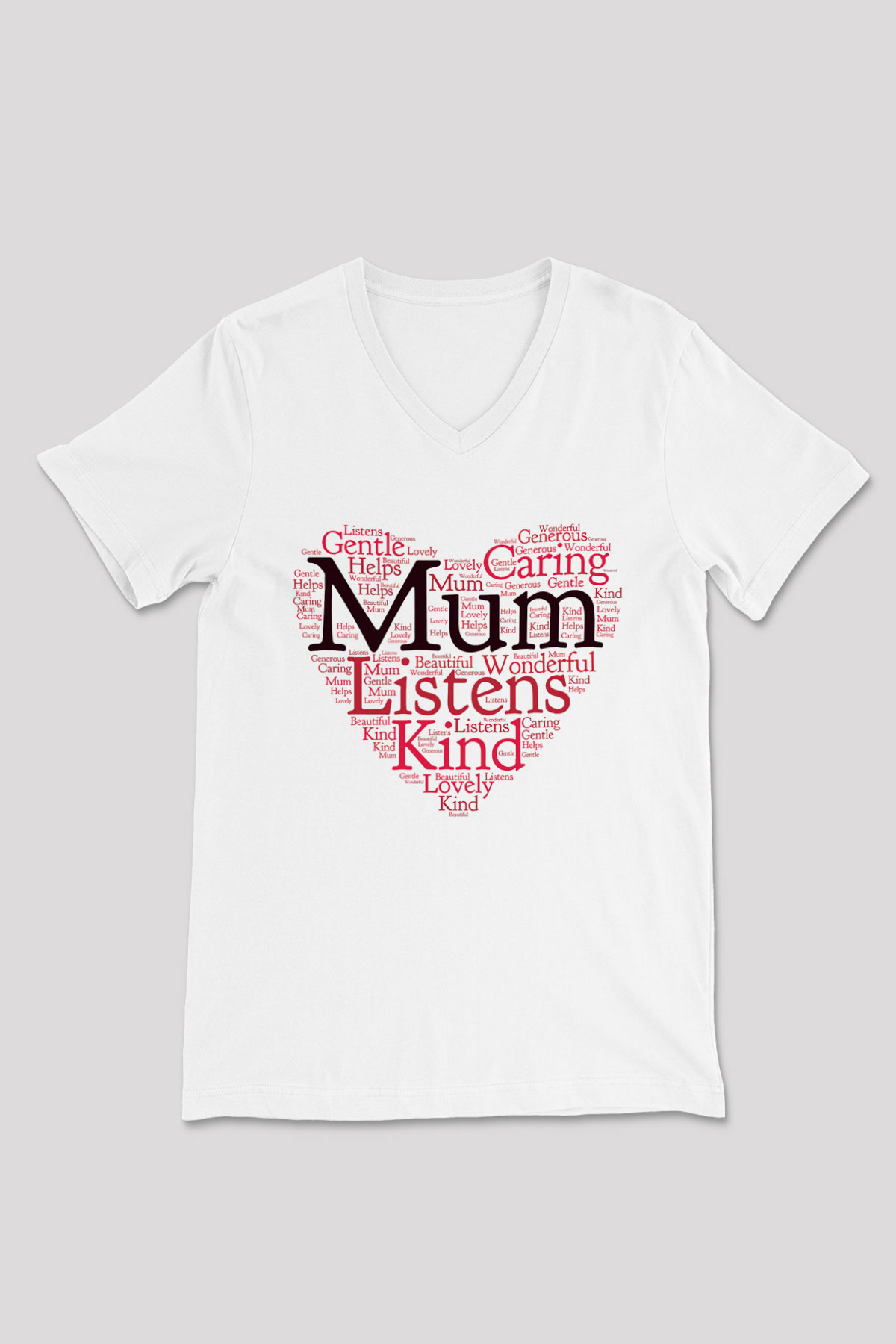 Anneler Günü Beyaz Unisex V Yaka Tişört T-Shirt