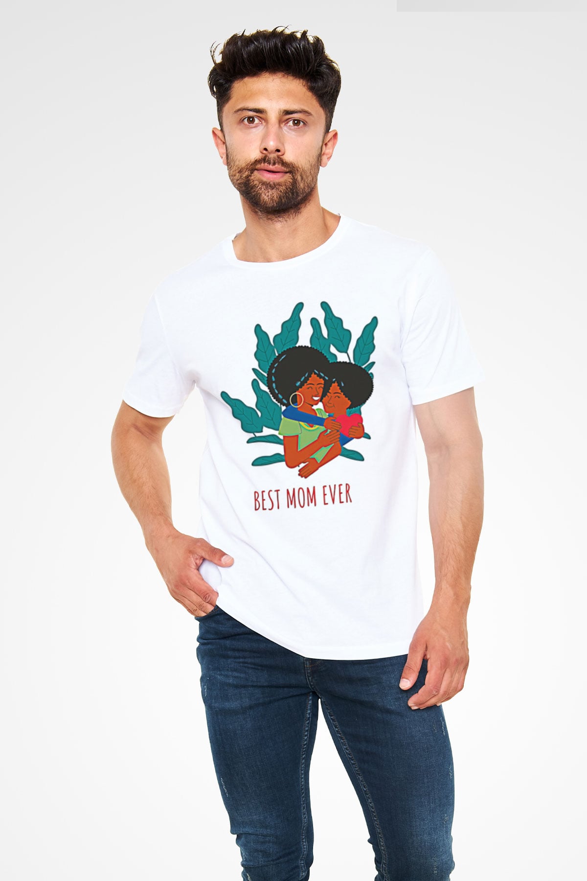 Anneler Günü Unisex Baskılı Beyaz Tişört - Tshirt
