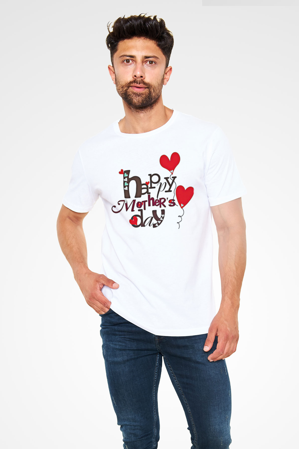 Anneler Günü Unisex Baskılı Beyaz Tişört - Tshirt