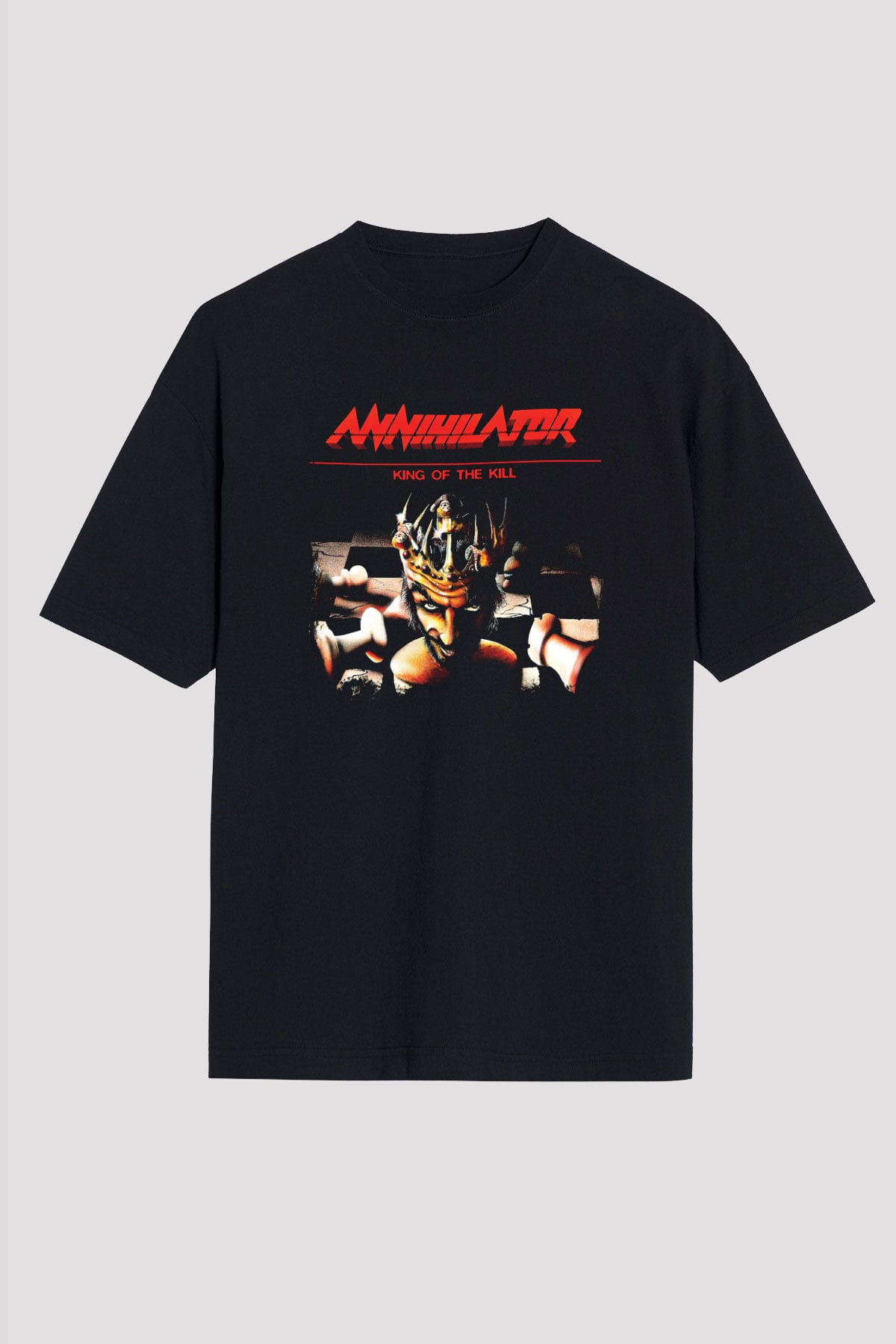 Annihilator Baskılı Unisex Siyah Oversize Tişört