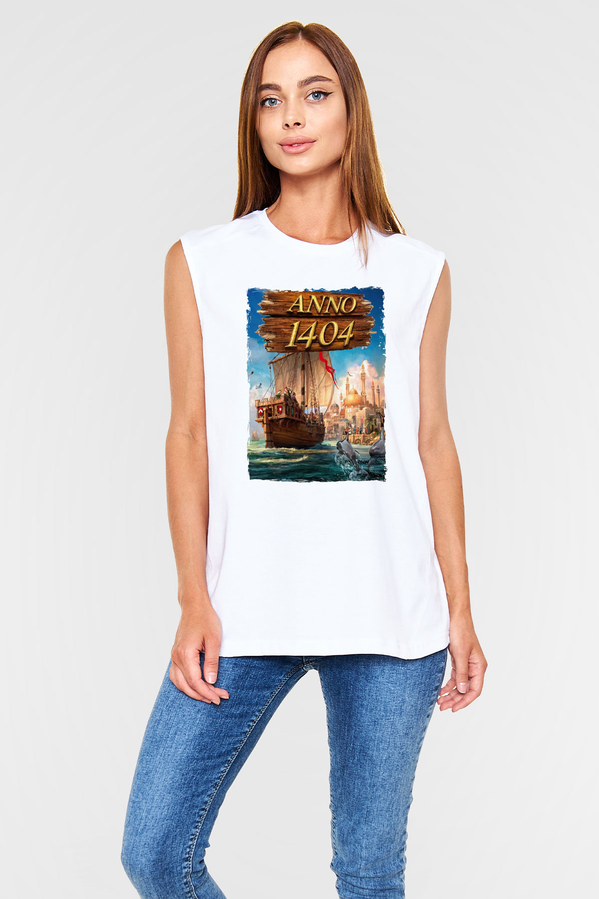 Anno 1404 Beyaz Unisex Kolsuz Tişört