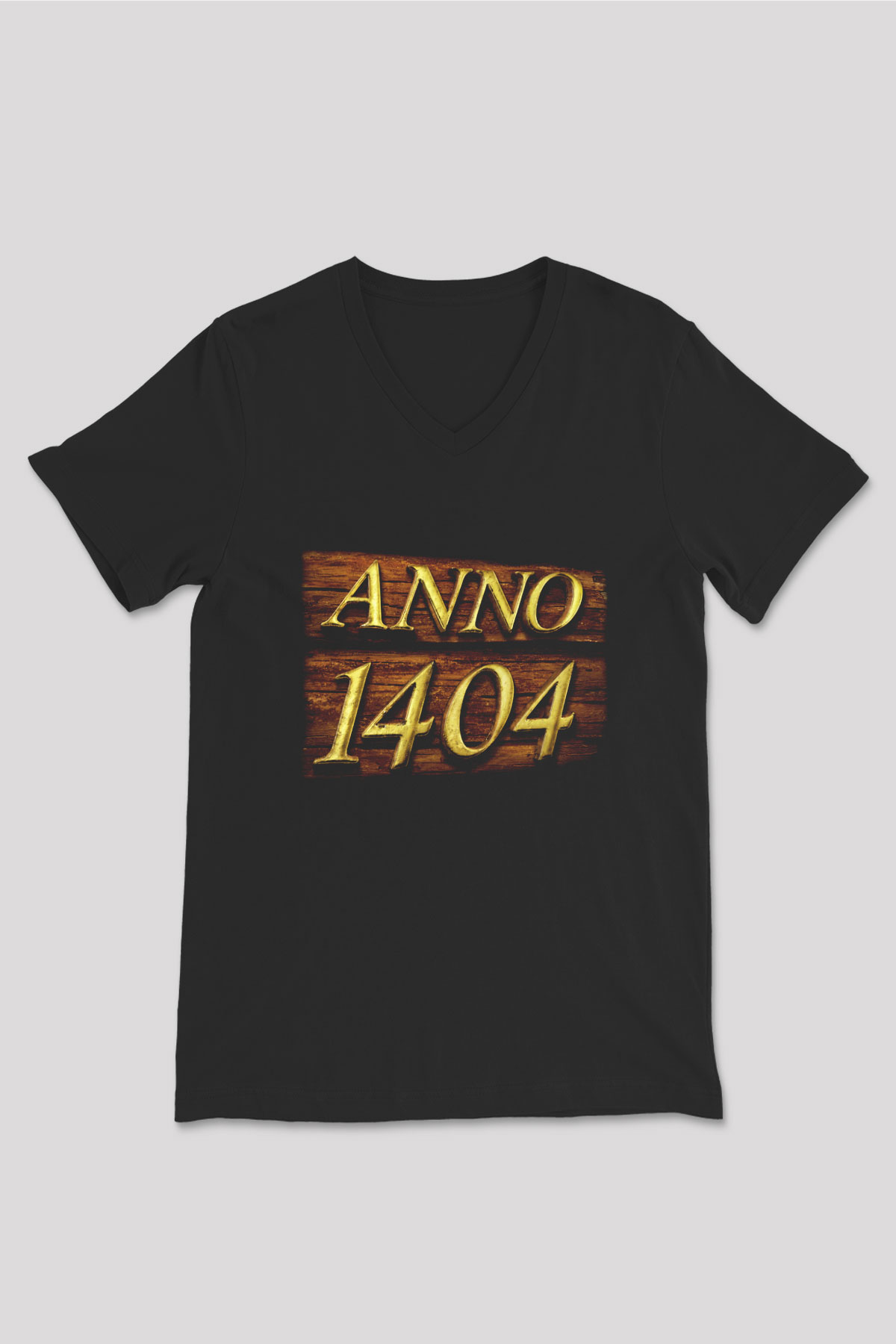 Anno 1404 Siyah Unisex V Yaka Tişört