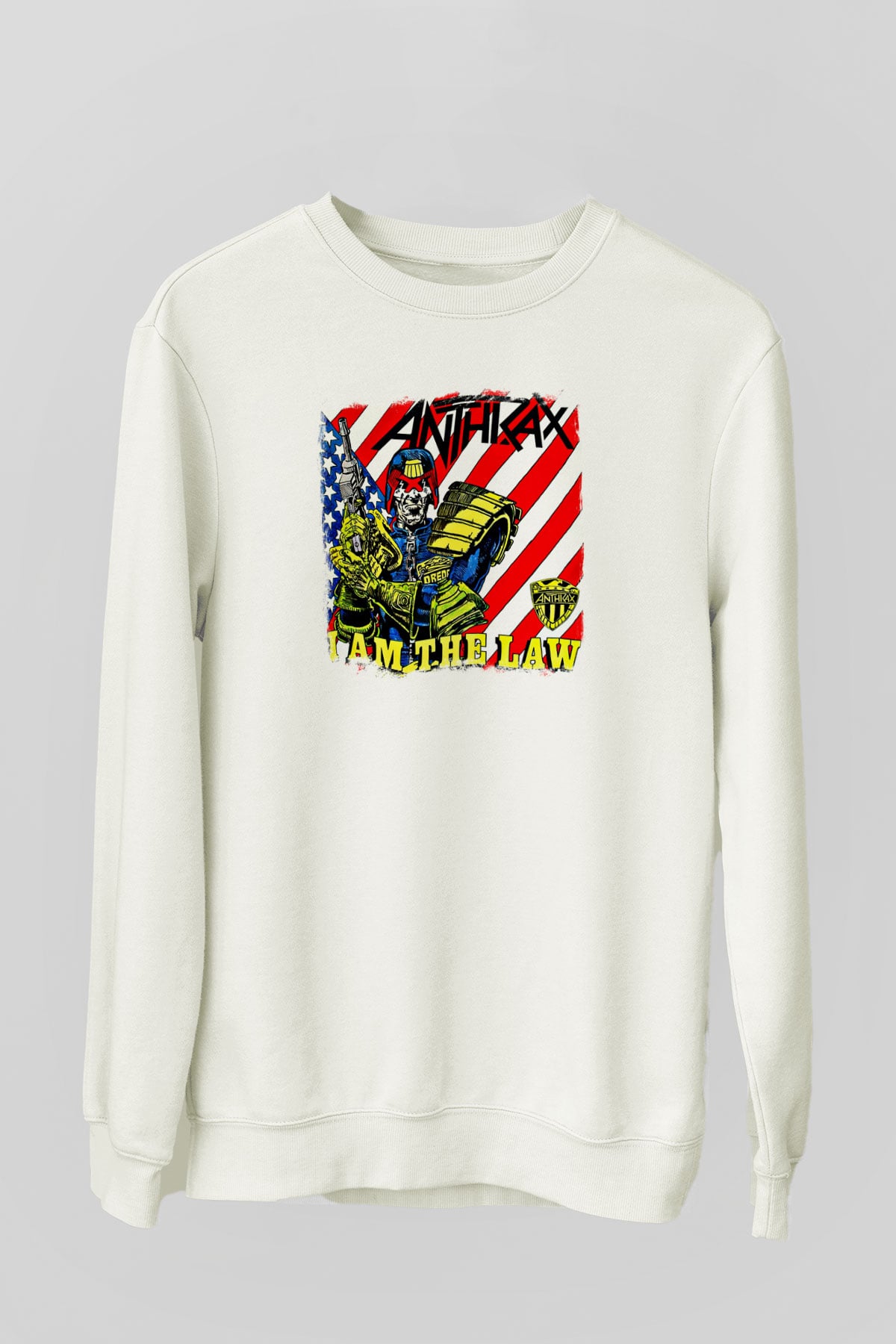 Anthrax Baskılı Unisex Beyaz Sweatshirt