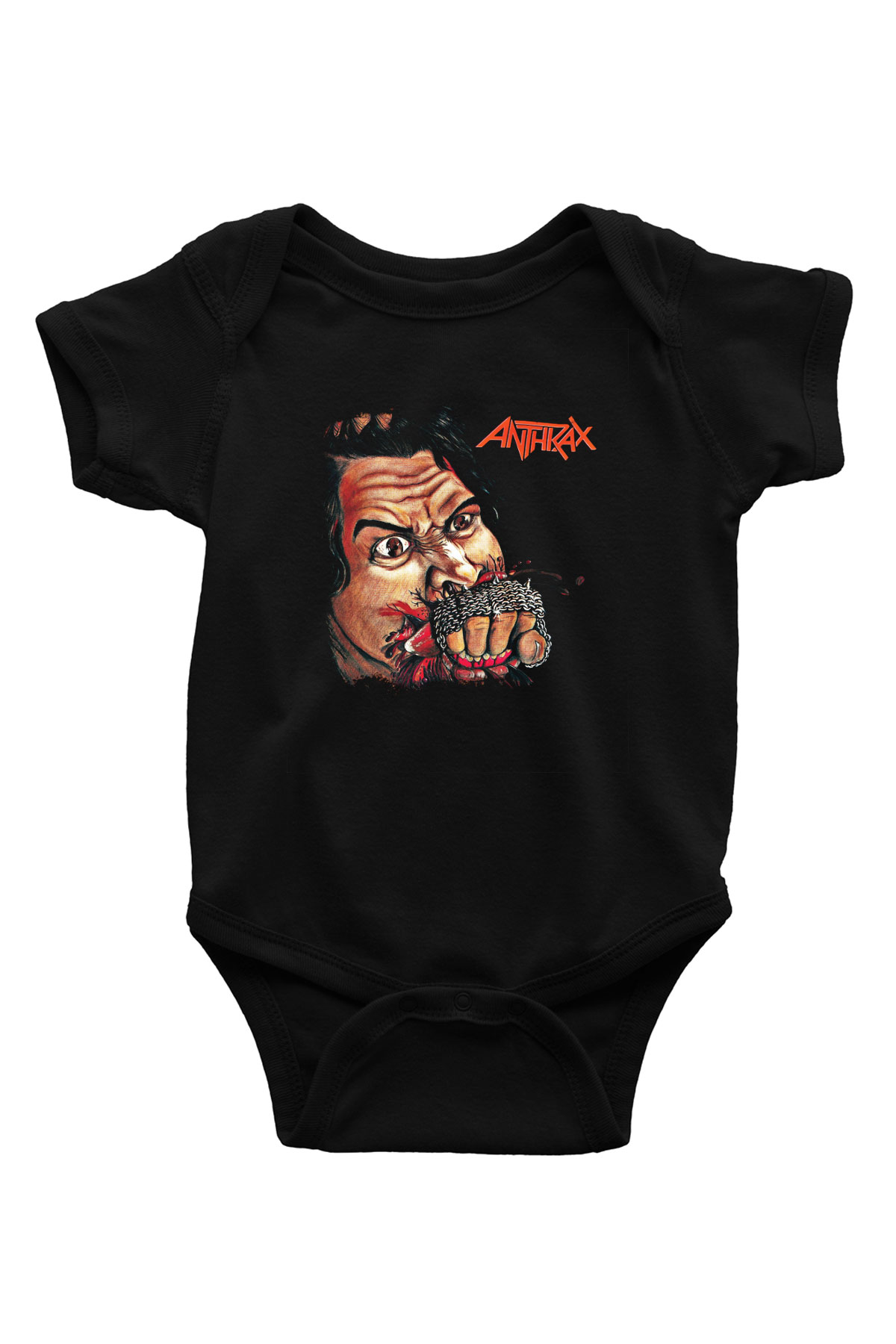 Anthrax Baskılı Unisex Siyah Bebek Body - Zıbın