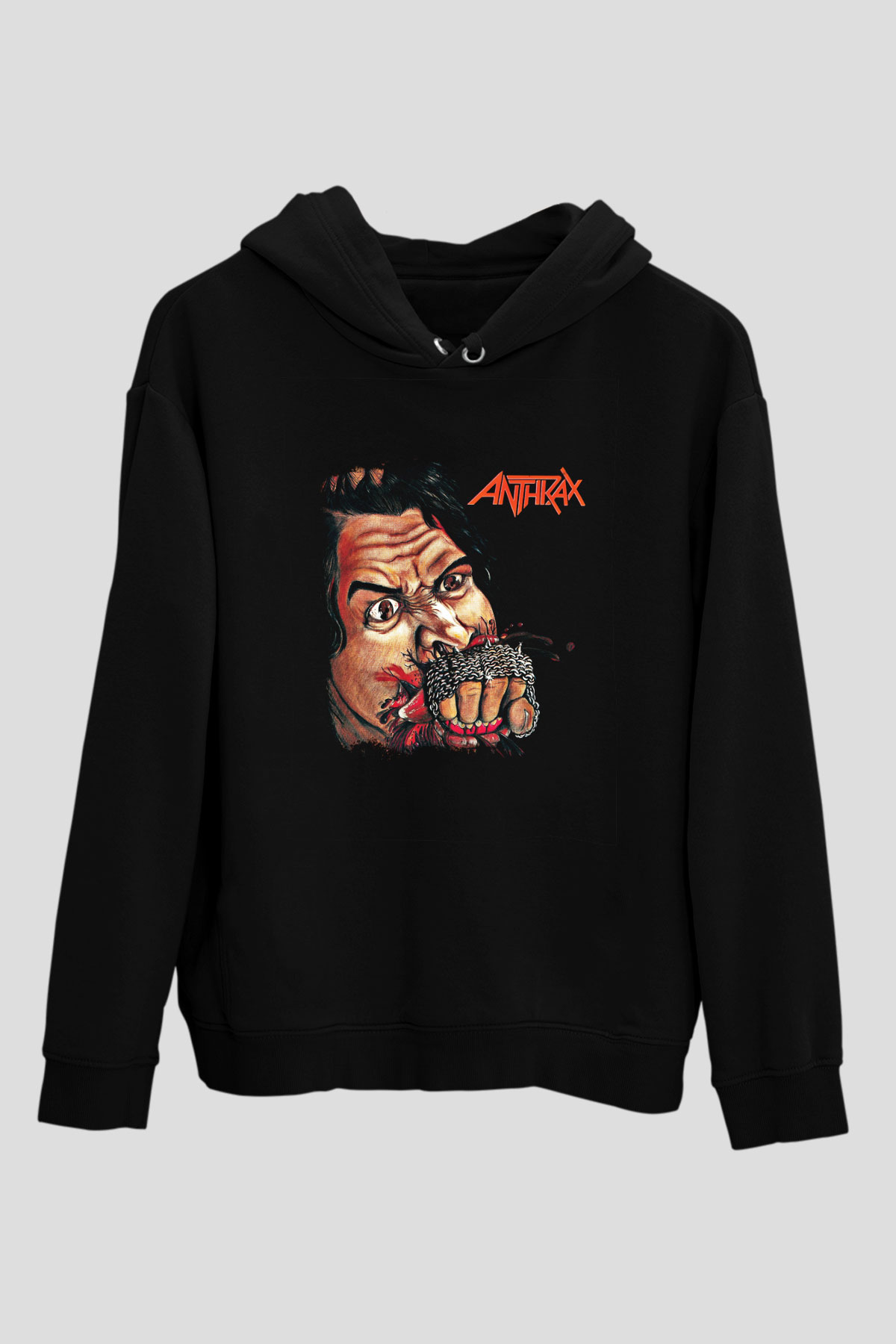 Anthrax Baskılı Unisex Siyah Hoodie