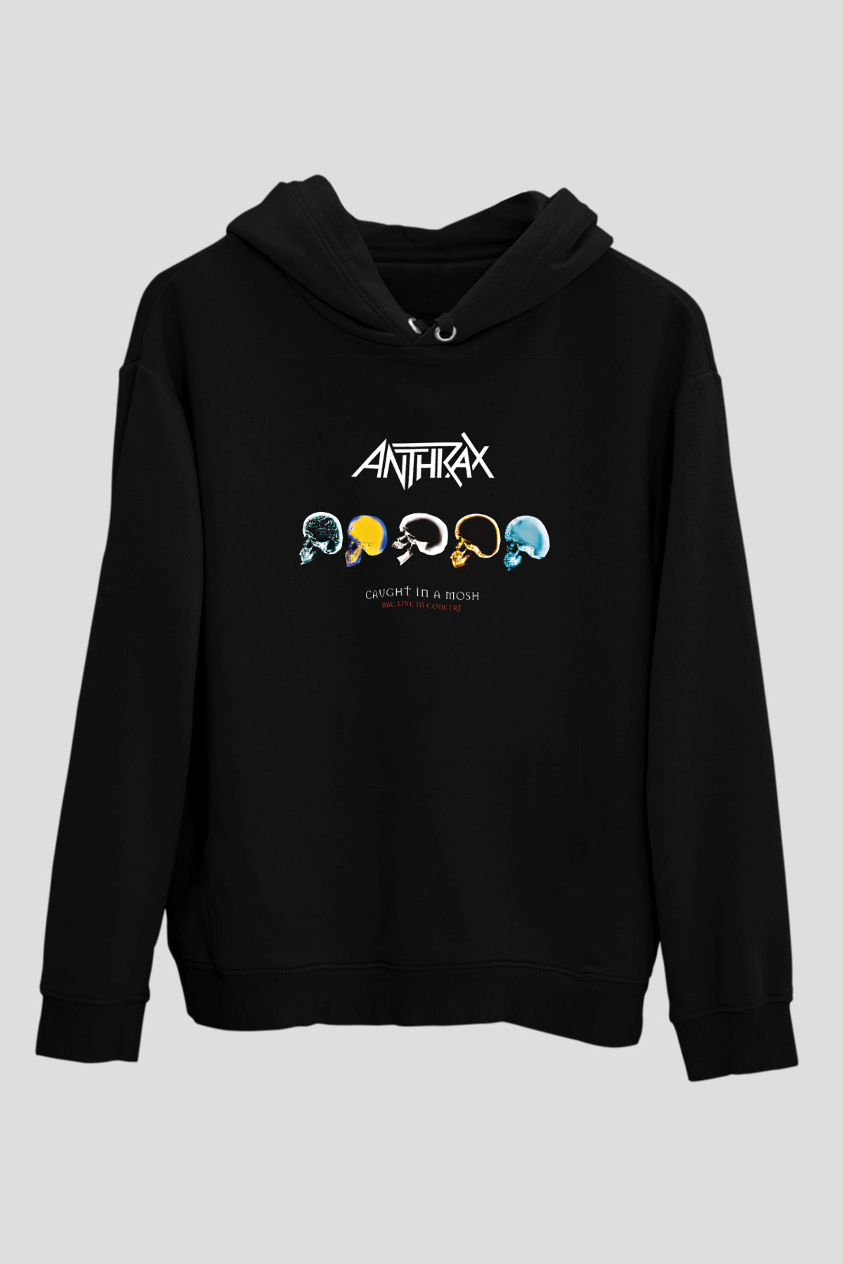 Anthrax Baskılı Unisex Siyah Hoodie