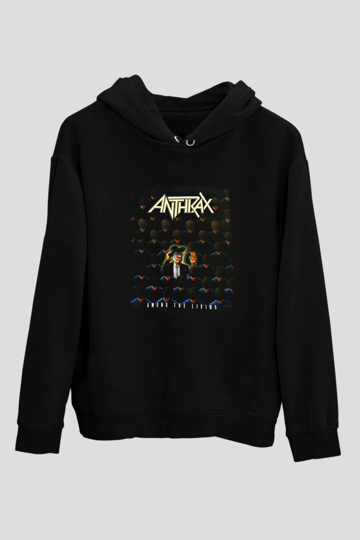 Anthrax Baskılı Unisex Siyah Hoodie